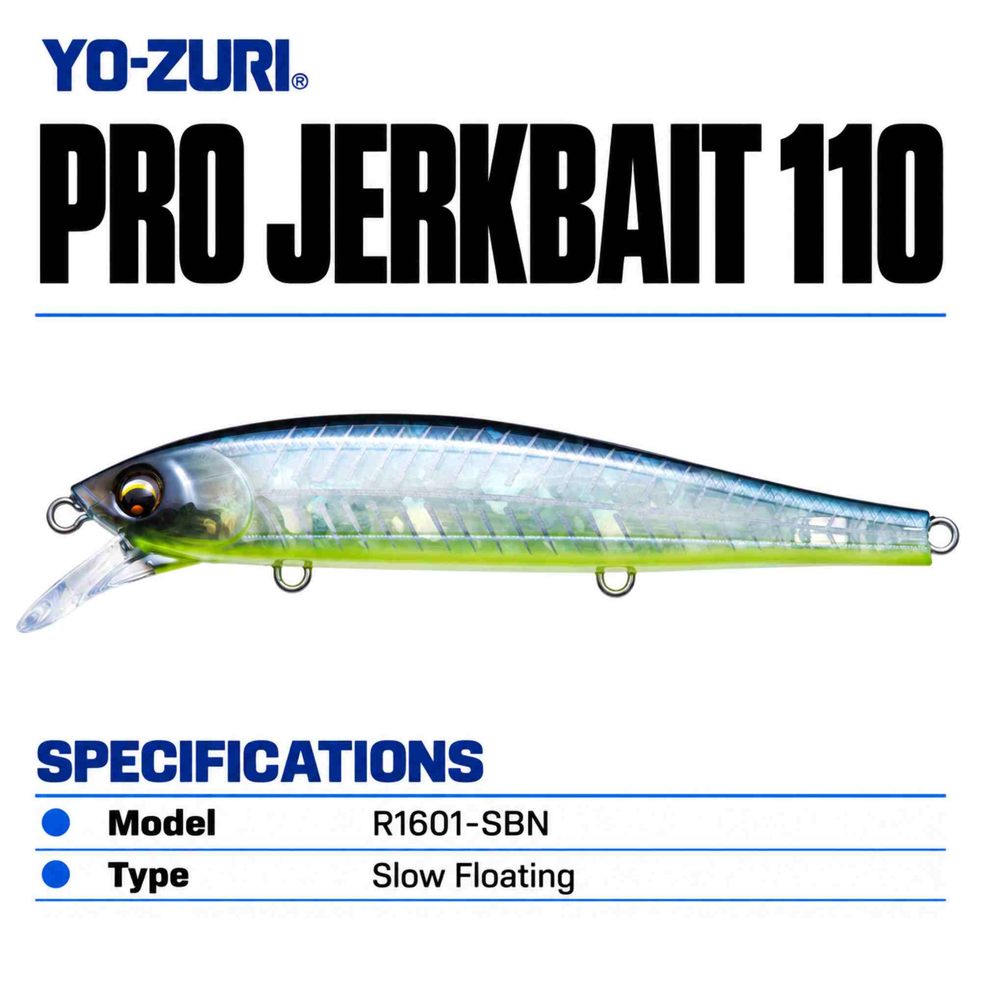 Yo Zuri Pro Jerkbait 110 Slow Floating Lure R1601-SBN (8364)