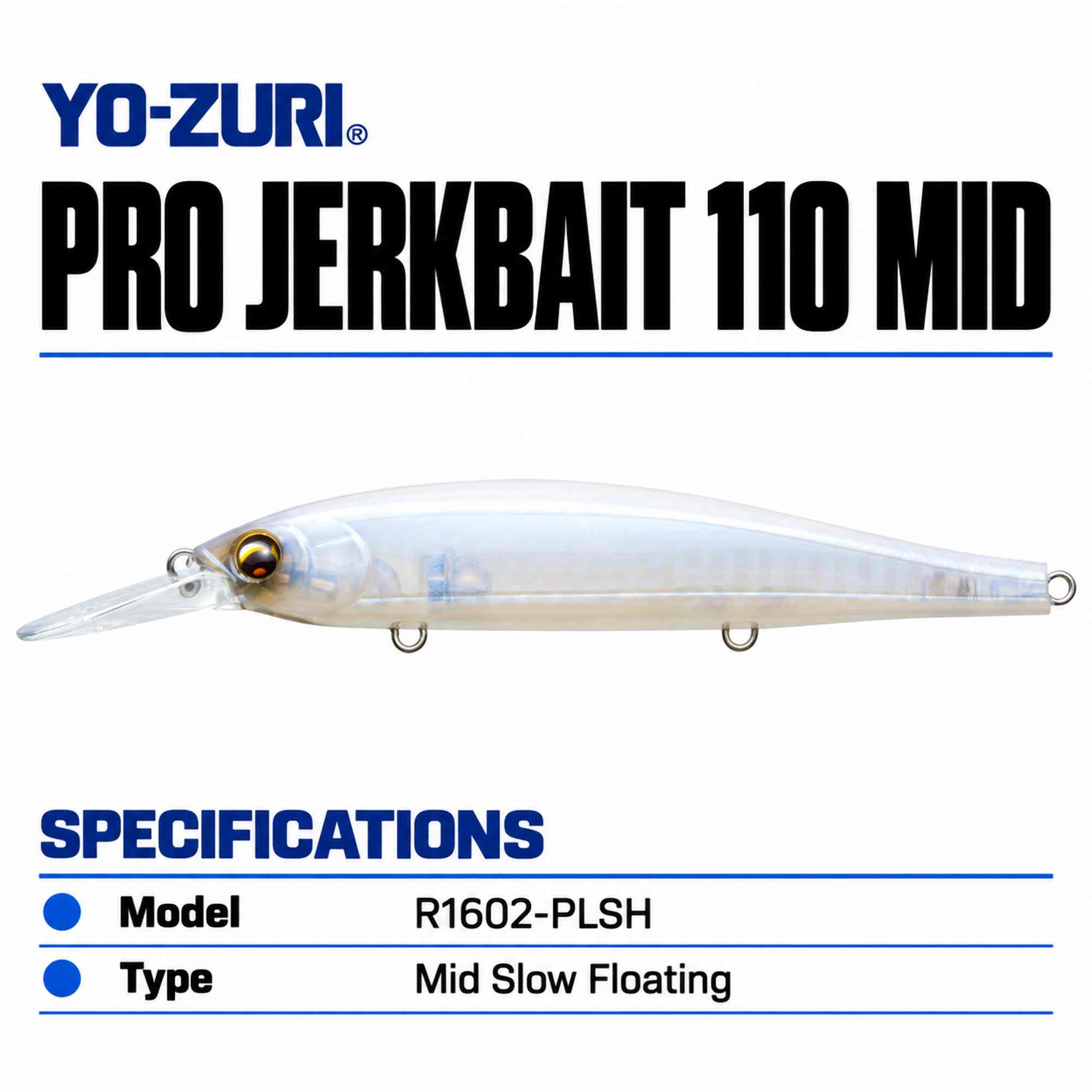 Yo Zuri Pro Jerkbait 110 Mid Slow Floating Lure R1602-PLSH (8432)