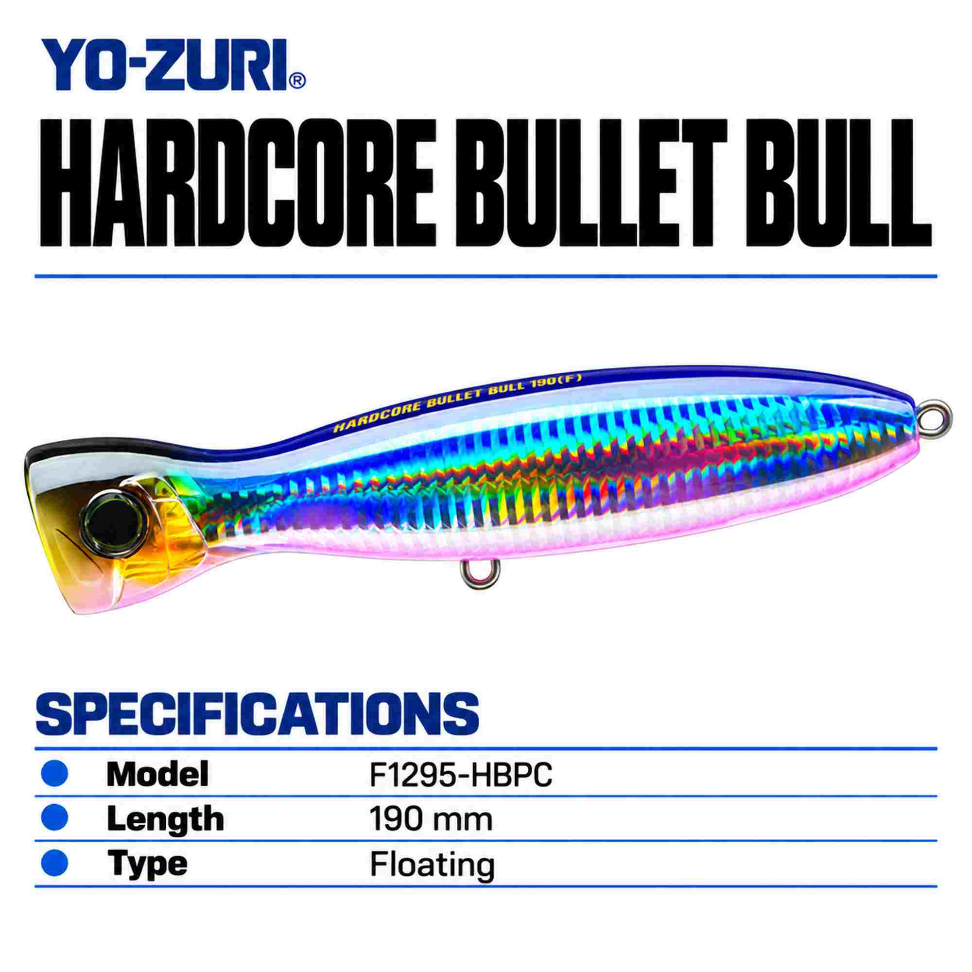 Yo Zuri Duel Hardcore Bullet Bull 190 mm Floating Lure F1295-HBPC (8363)