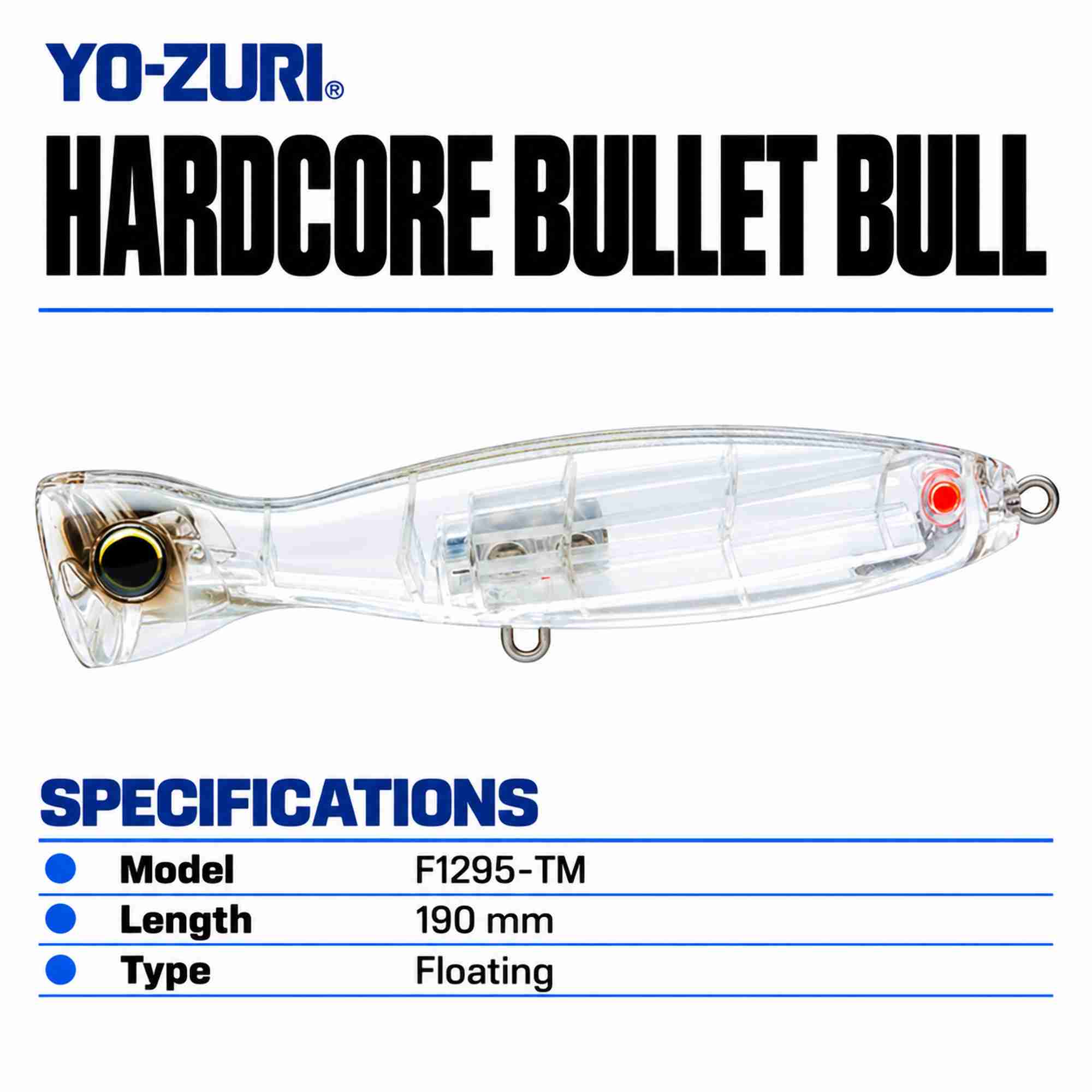 Yo Zuri Duel Hardcore Bullet Bull 190 mm Floating Lure F1295-TM (8455)