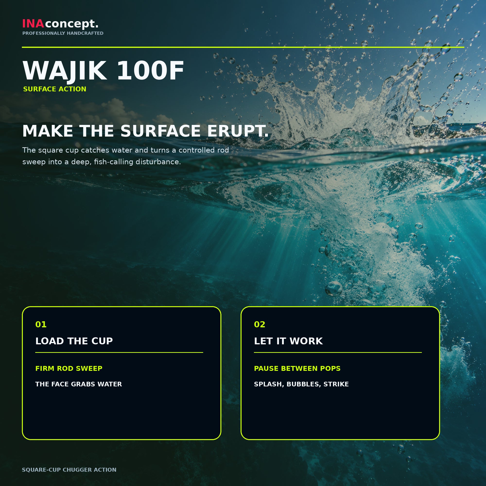 Ina Concept Wajik 185mm 100 grams Popper Floating Lure Wood (4004)