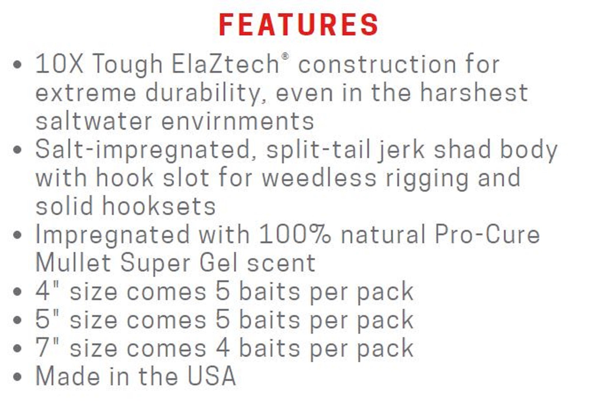 Zman Soft Lure Jerk ShadZ 5 Inch 5/Pack Hot Chart (0108)