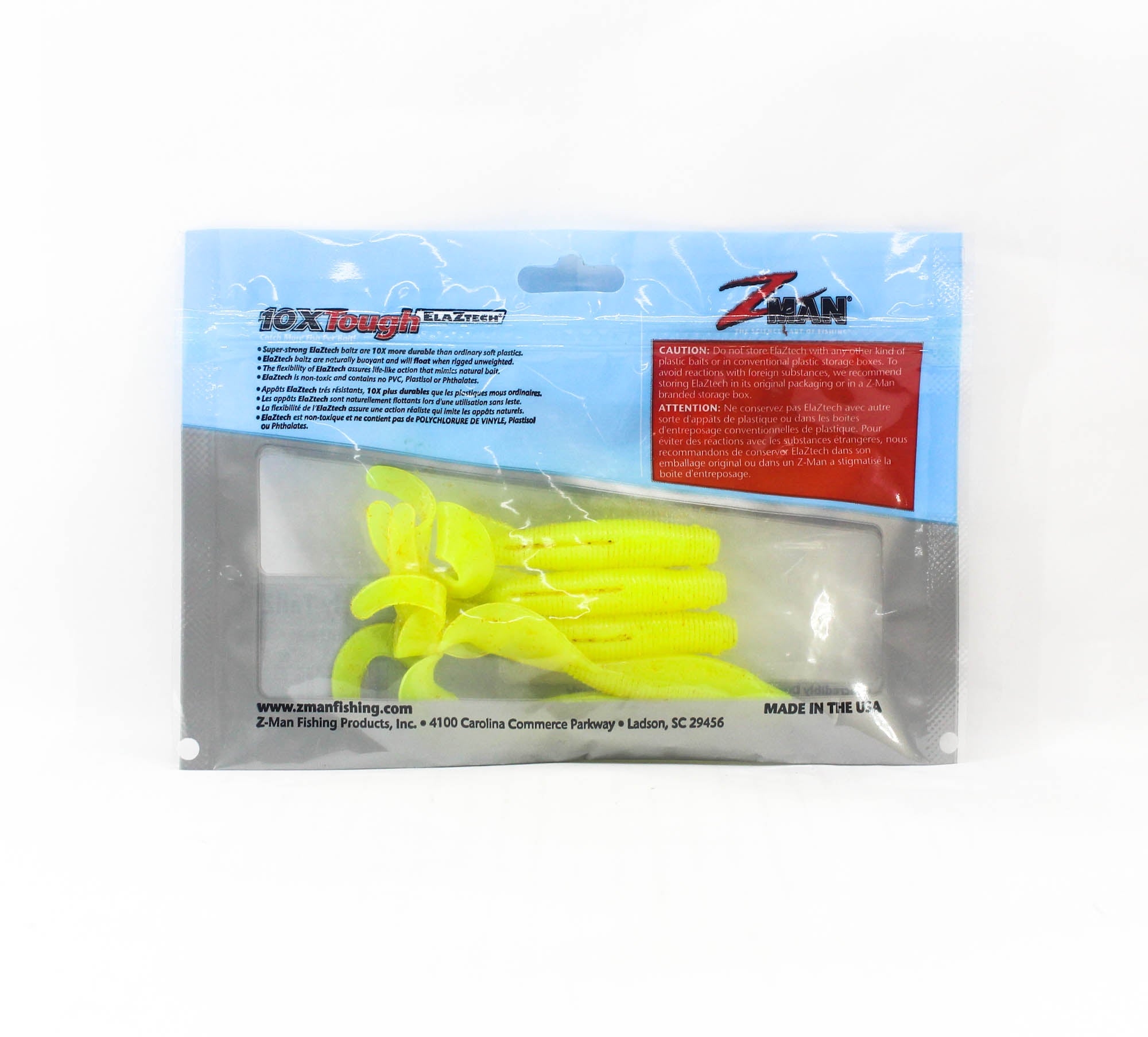 Zman Soft Lure StreakZ Curly TailZ 4 Inch 5/Pack Hot Chartreuse (0122)