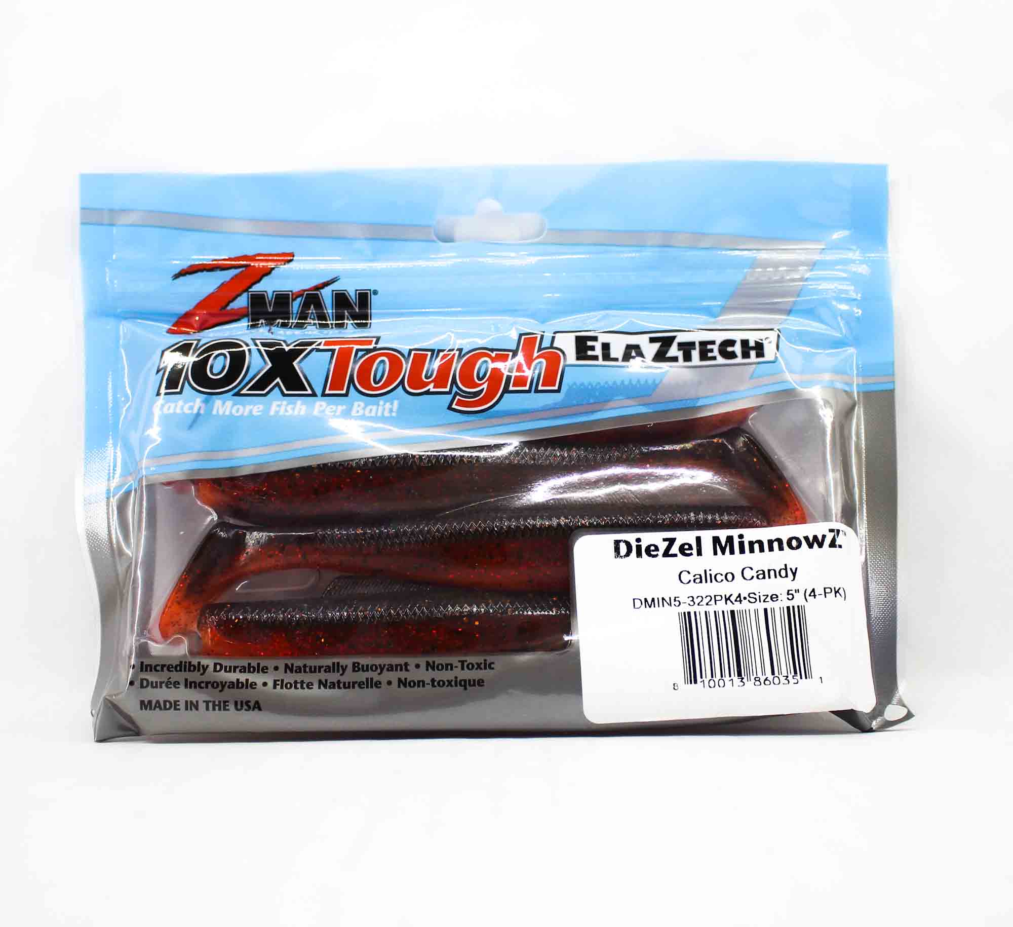 Zman Soft Lure Diezel MinnowZ 5 Inch 4/Pack Calico Candy (0351)