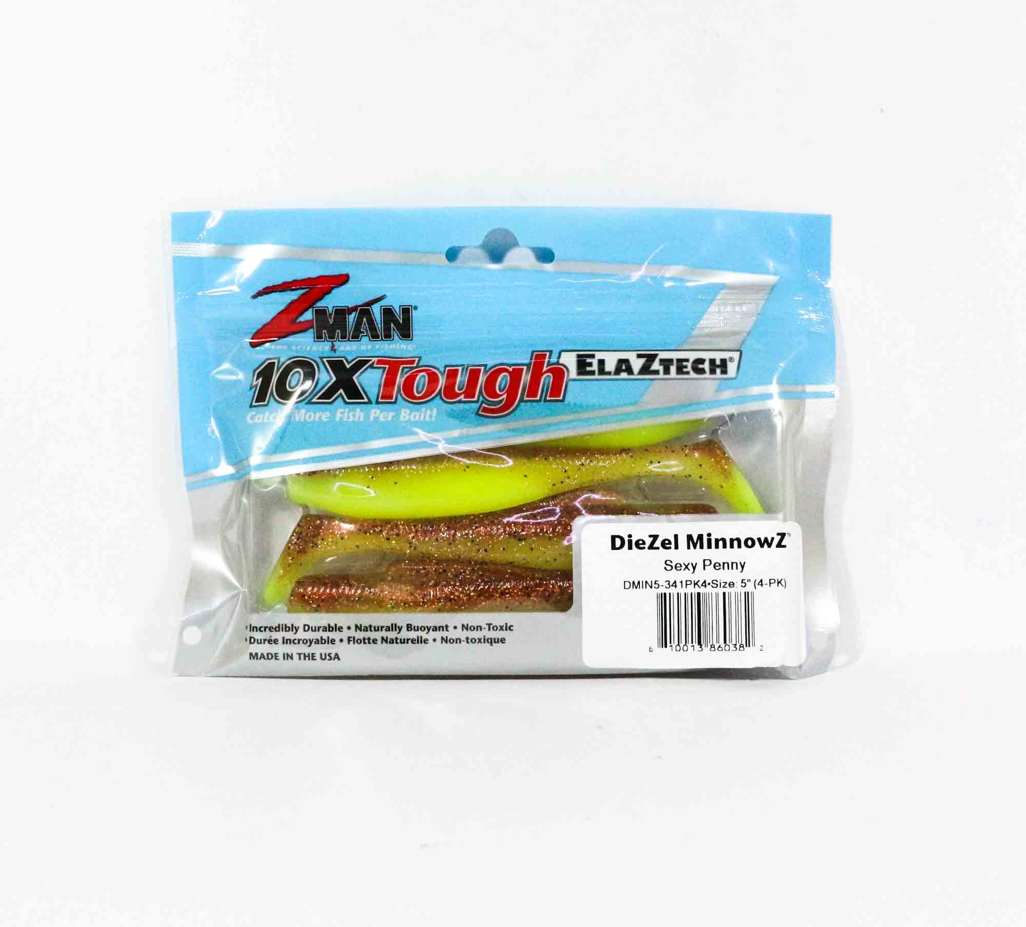 Zman Soft Lure Diezel MinnowZ 5 Inch 4/Pack Sexy Penny (0382)