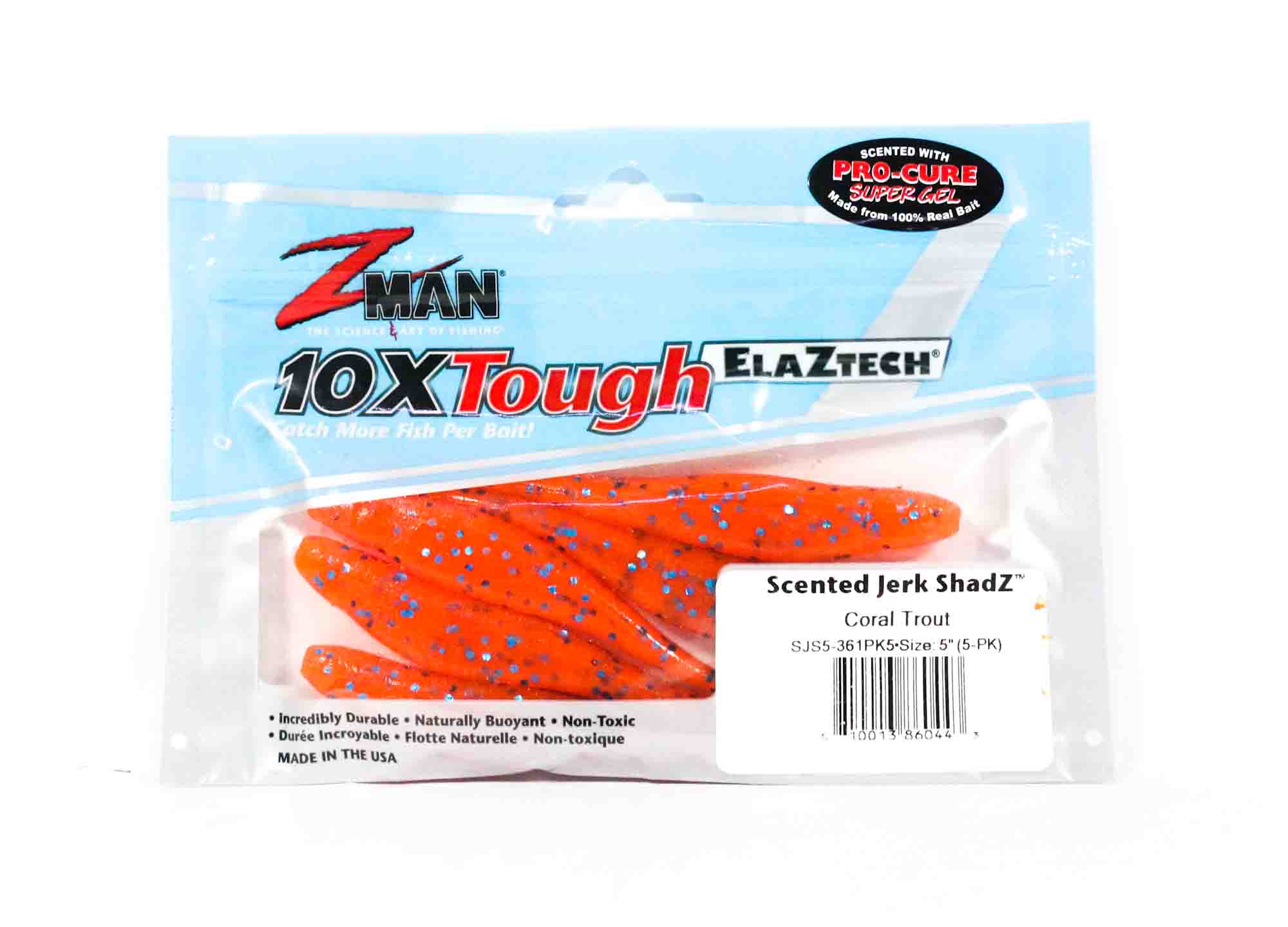 Zman Soft Lure Jerk ShadZ 5 Inch 5/Pack Coral Trout (0443)