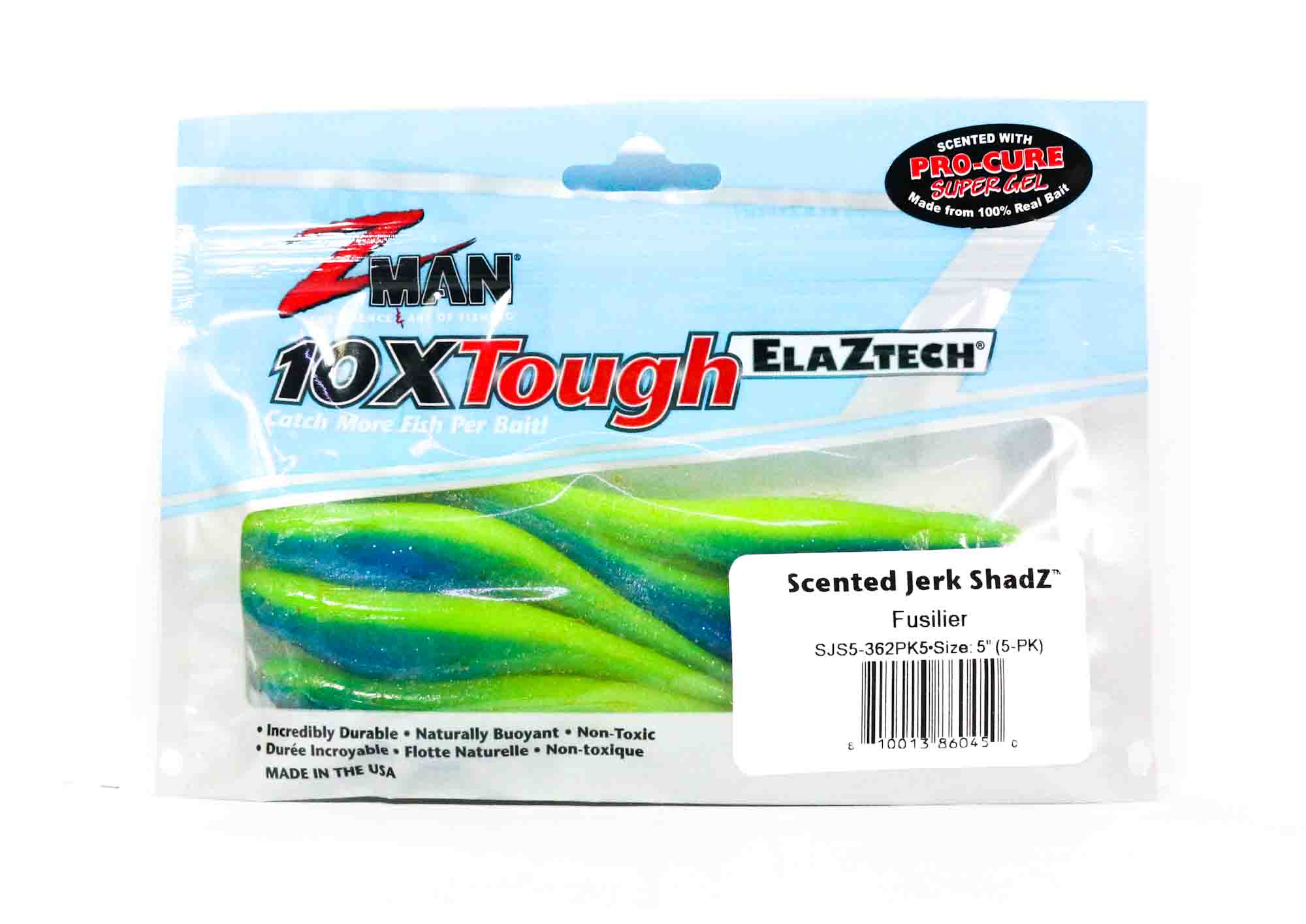 Zman Soft Lure Jerk ShadZ 5 Inch 5/Pack Fusilier (0450)
