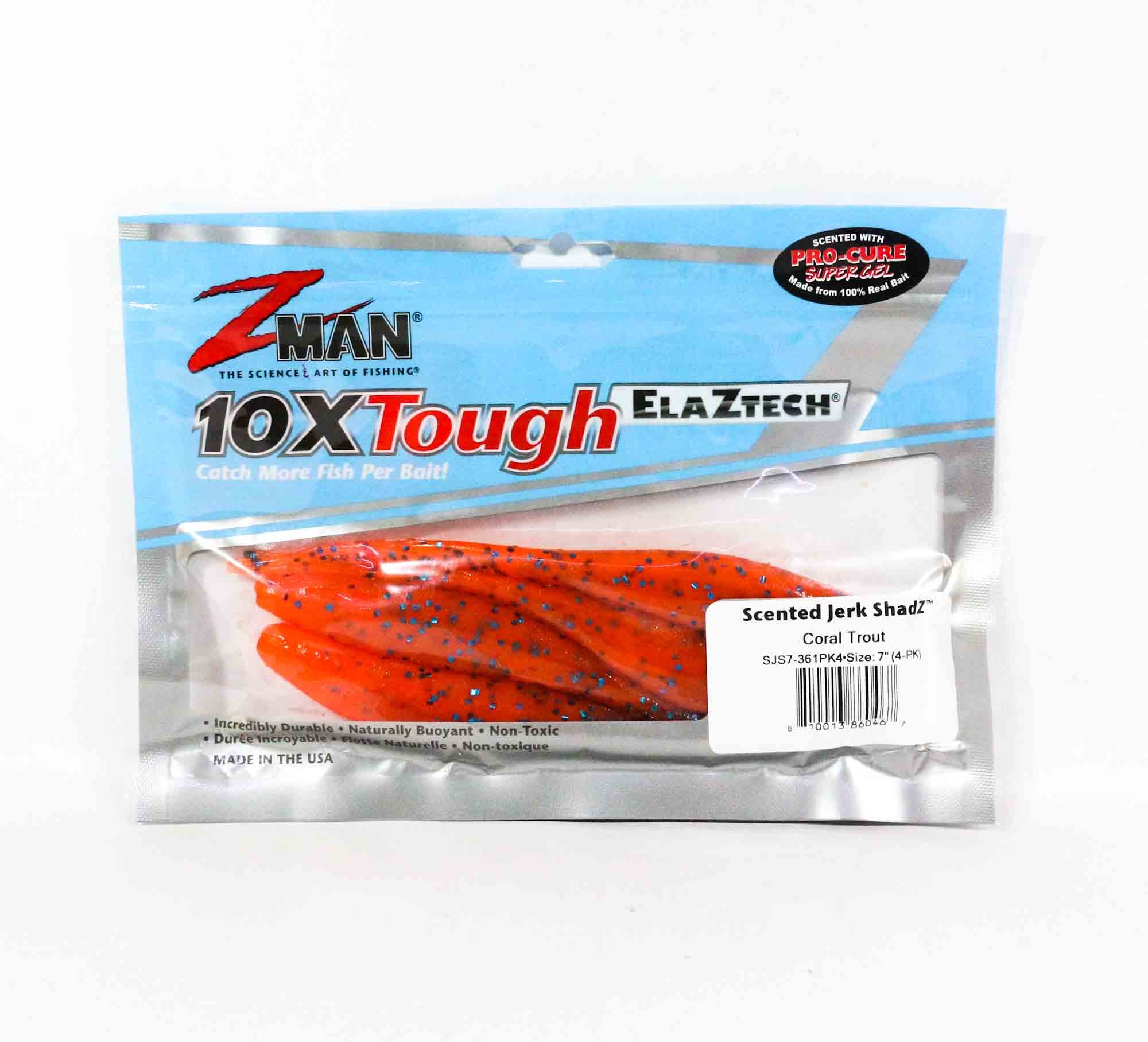 Zman Soft Lure Jerk ShadZ 7 Inch 4/Pack Coral Trout (0467)