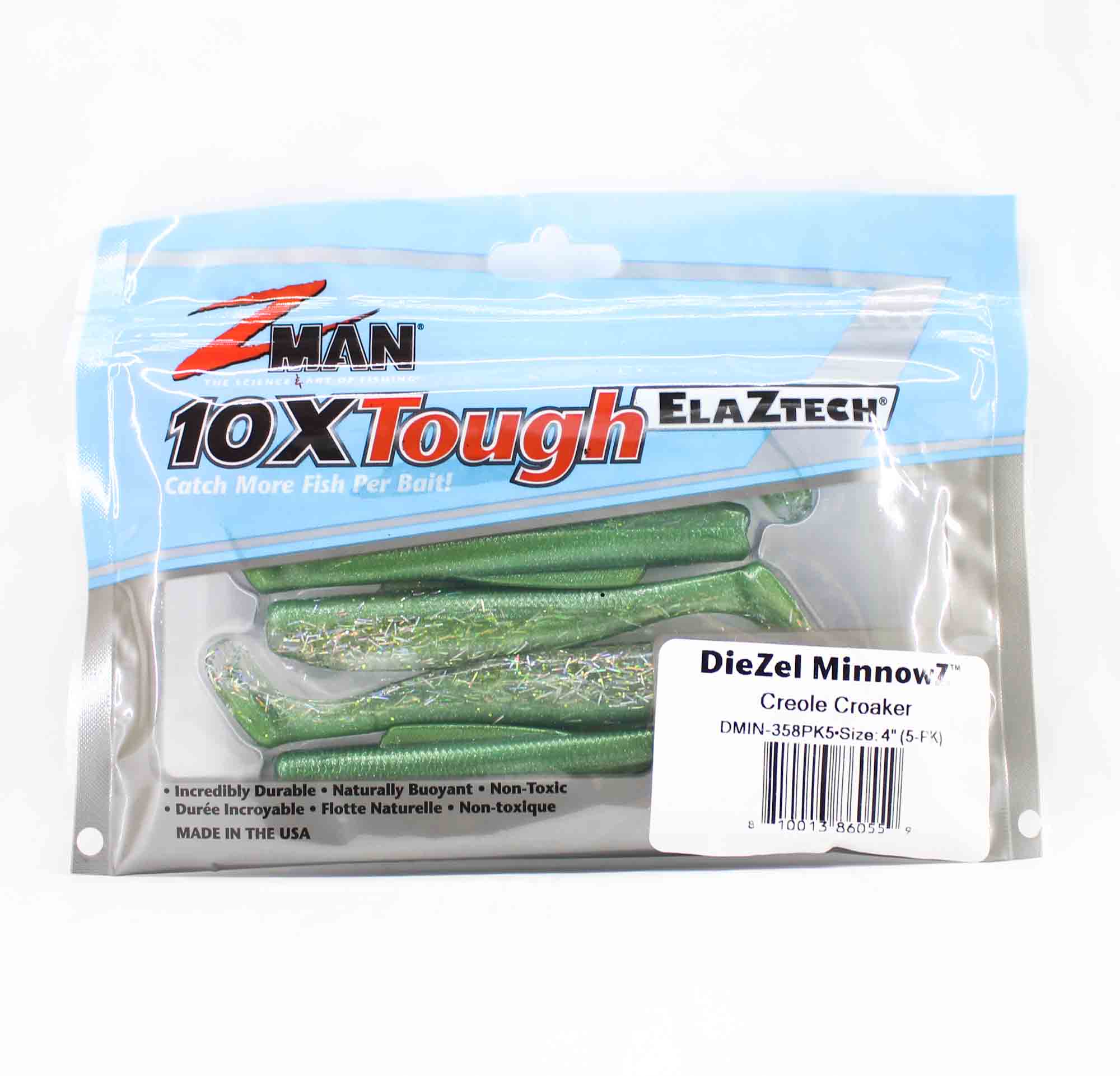 Zman Soft Lure Diezel MinnowZ 4 Inch 5/Pack Creole Croaker (0559)