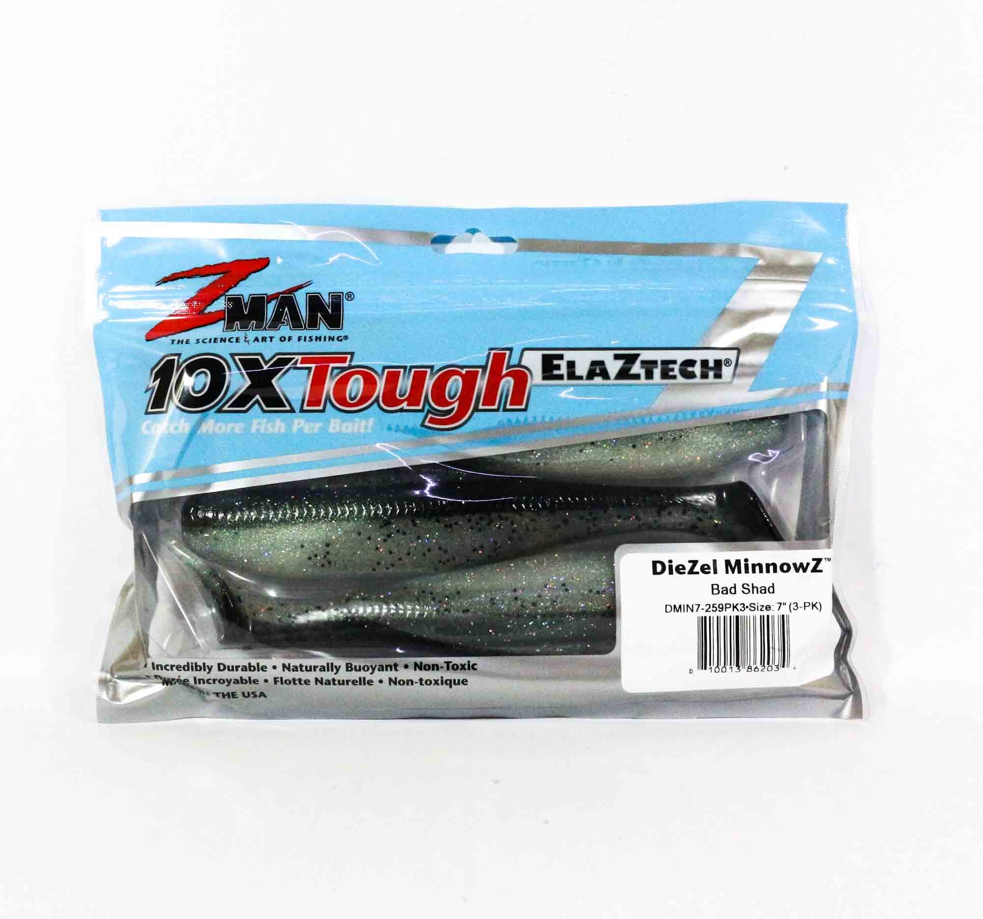 Zman Soft Lure Diezel MinnowZ 7 Inch 3/Pack Bad Shad (2034)