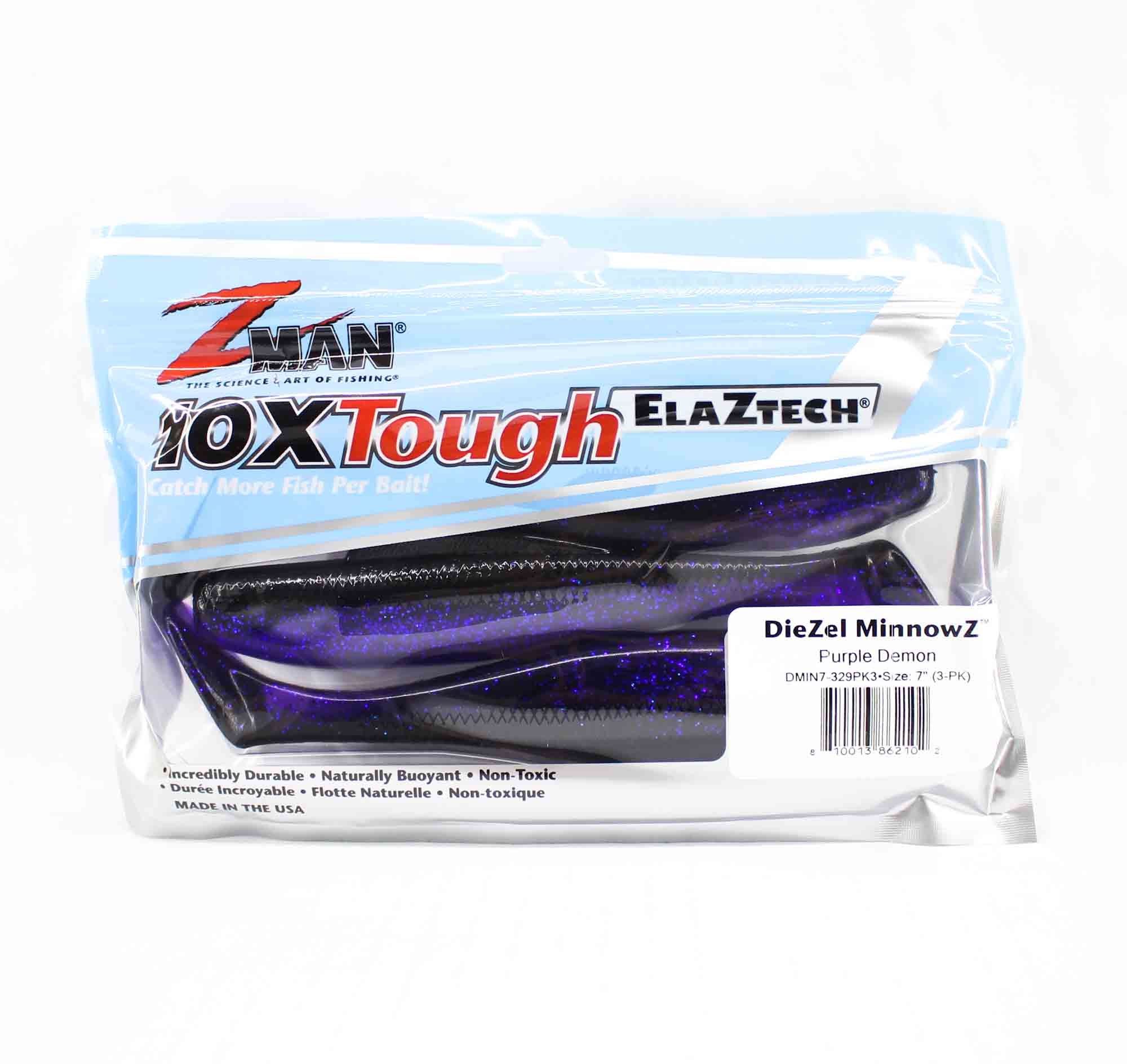Zman Soft Lure Diezel MinnowZ 7 Inch 3/Pack Purple Demon (2102)