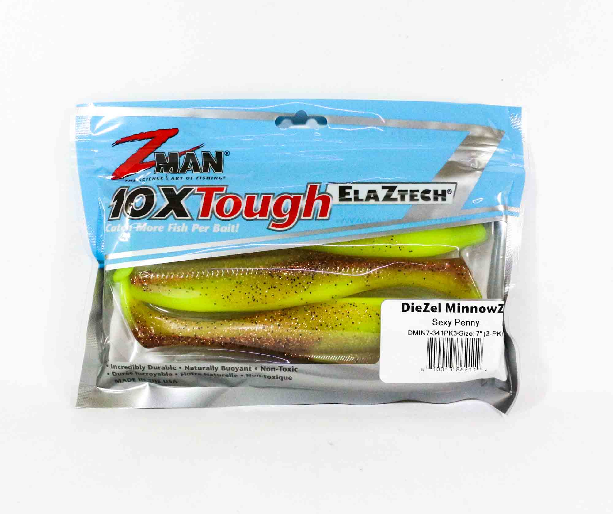 Zman Soft Lure Diezel MinnowZ 7 Inch 3/Pack Sexy Penny (2119)