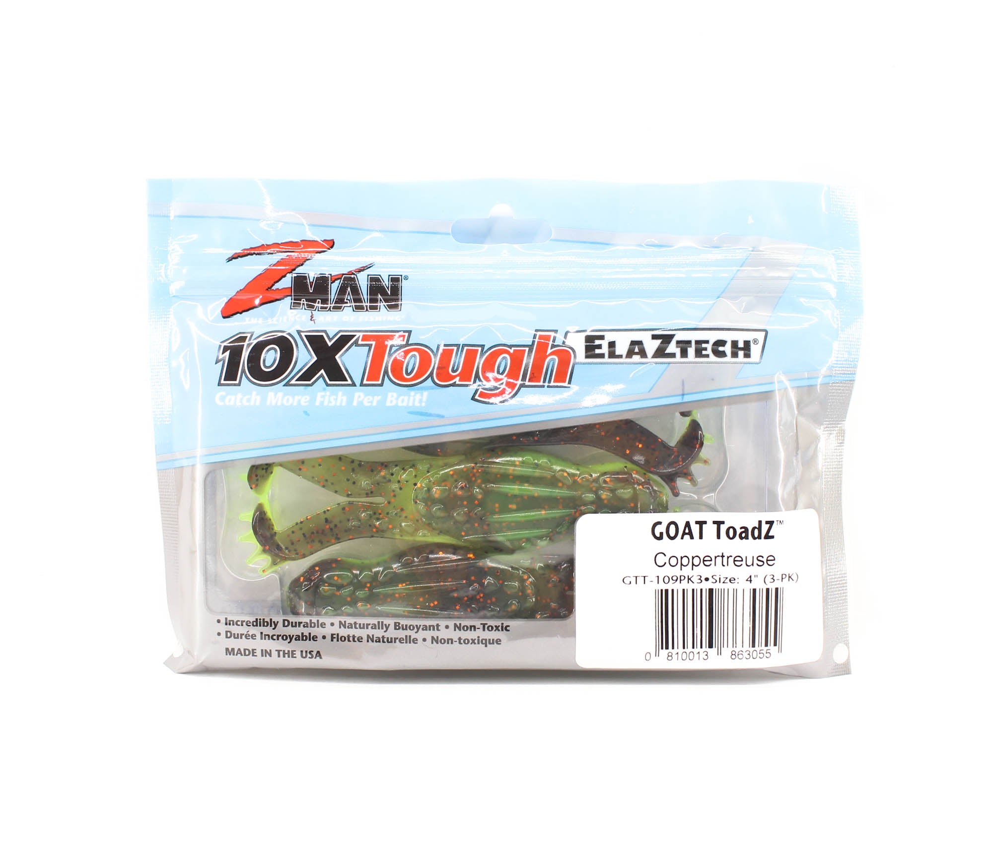 Zman Soft Lure Goat ToadZ 4 Inch 3/Pack Coppertreuse (3055)