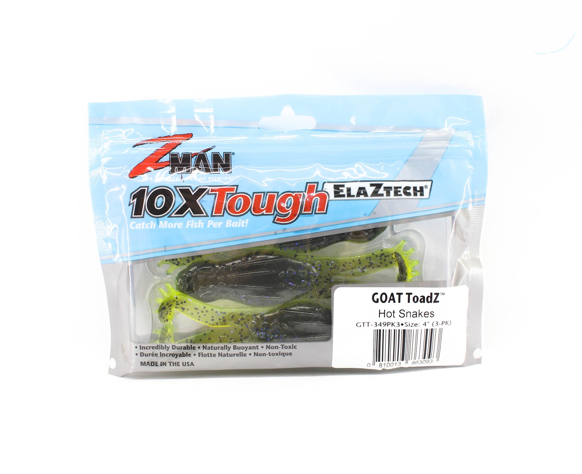 Zman Soft Lure Goat ToadZ 4 Inch 3/Pack Hot Snakes (3093)