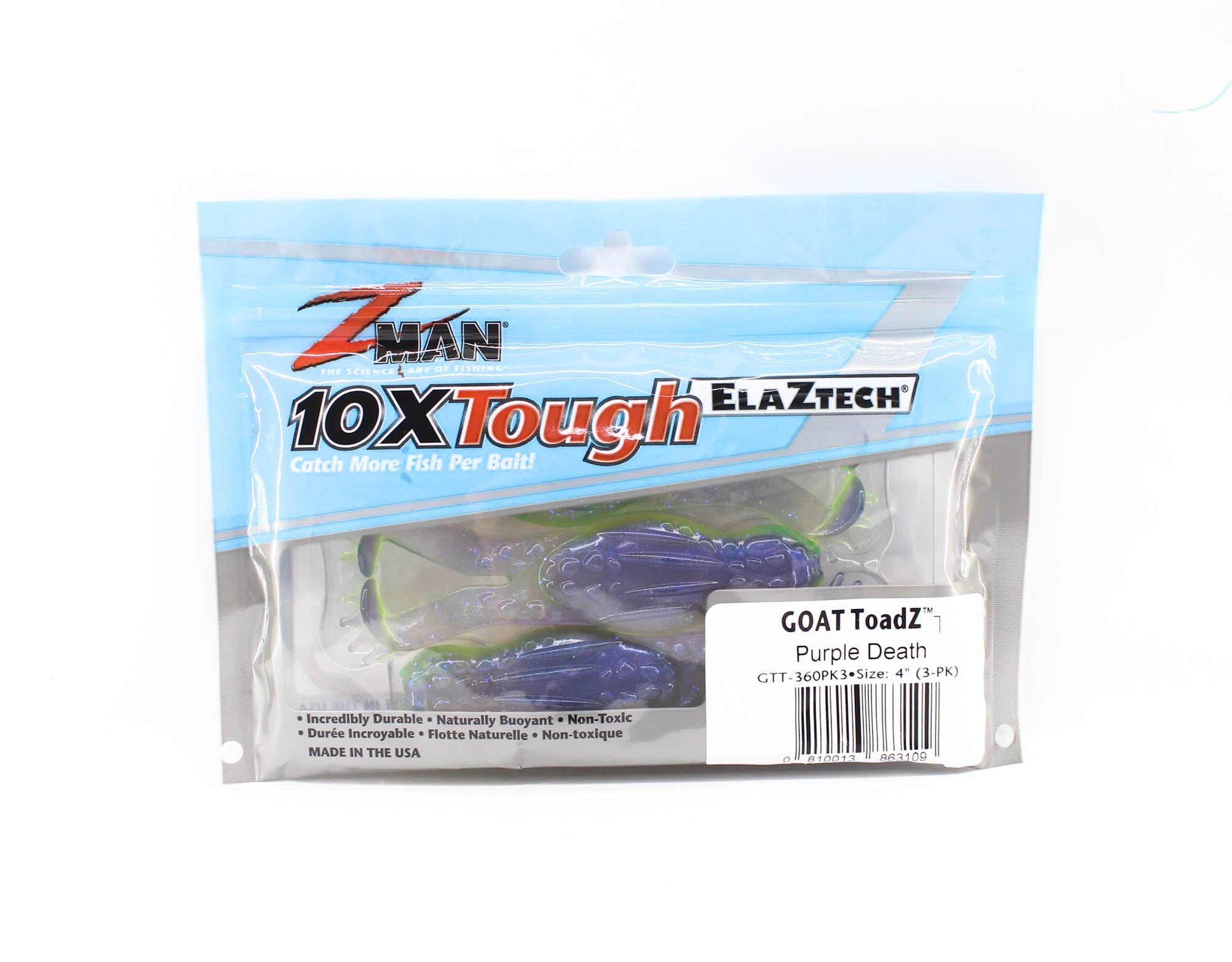 Zman Soft Lure Goat ToadZ 4 Inch 3/Pack Purple Death (3109)