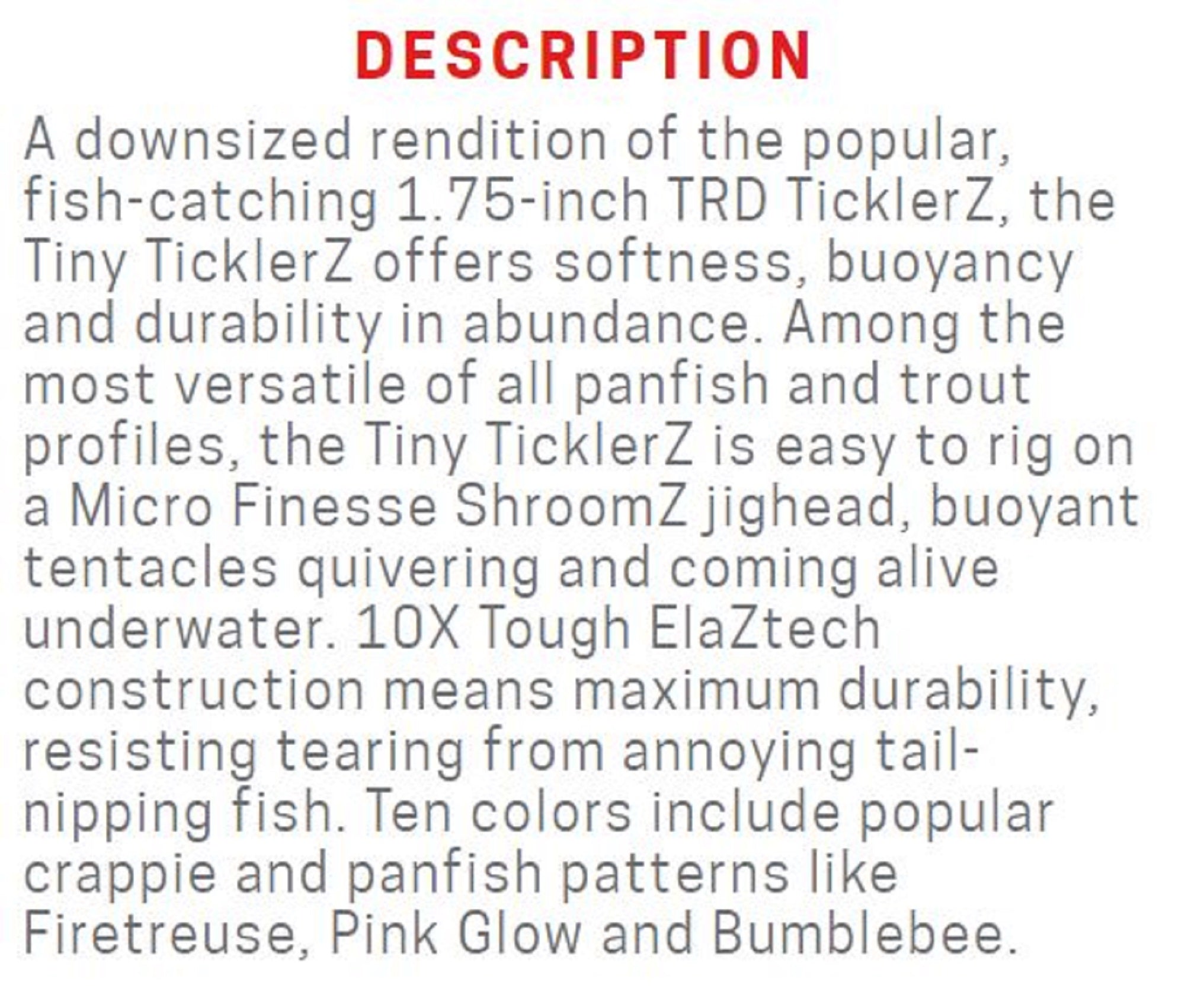 Zman Soft Lure Tiny TicklerZ 1.75 Inch 8/Pack Smelt (3734)