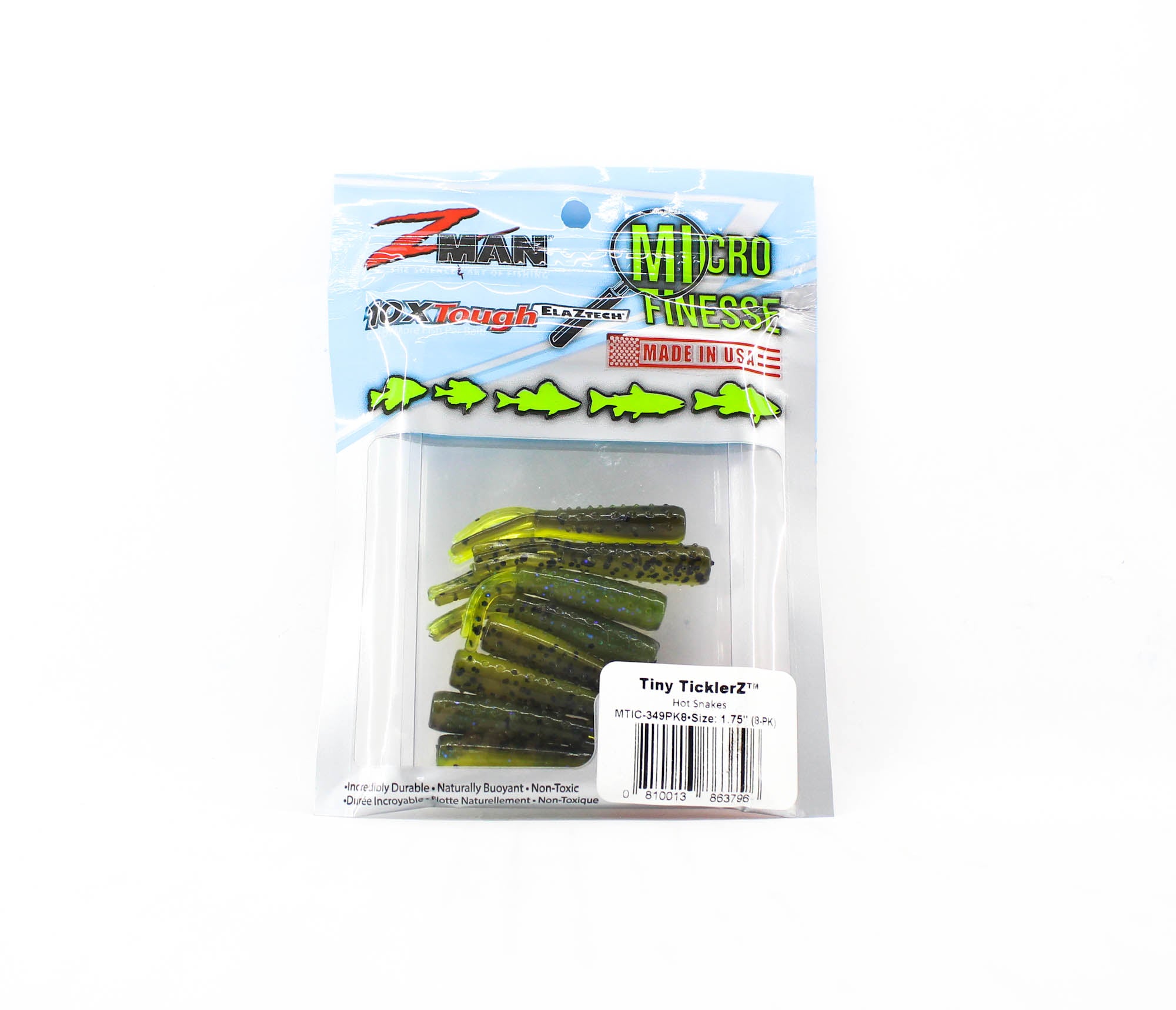 Zman Soft Lure Tiny TicklerZ 1.75 Inch 8/Pack Hot Snakes (3796)