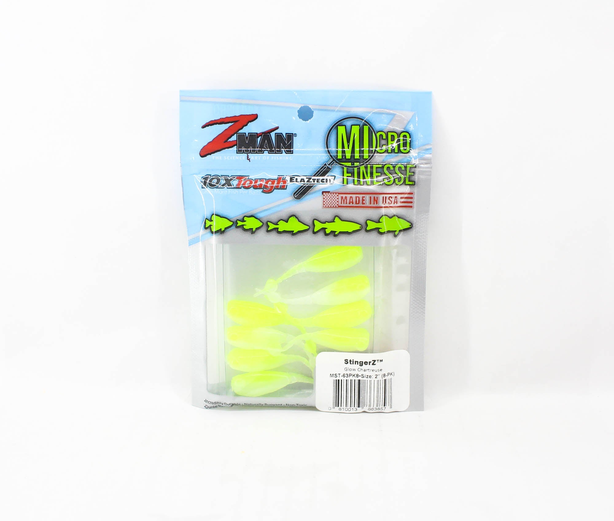 Zman Soft Lure StingerZ 2 Inch 8/Pack Glow Chart (3857)