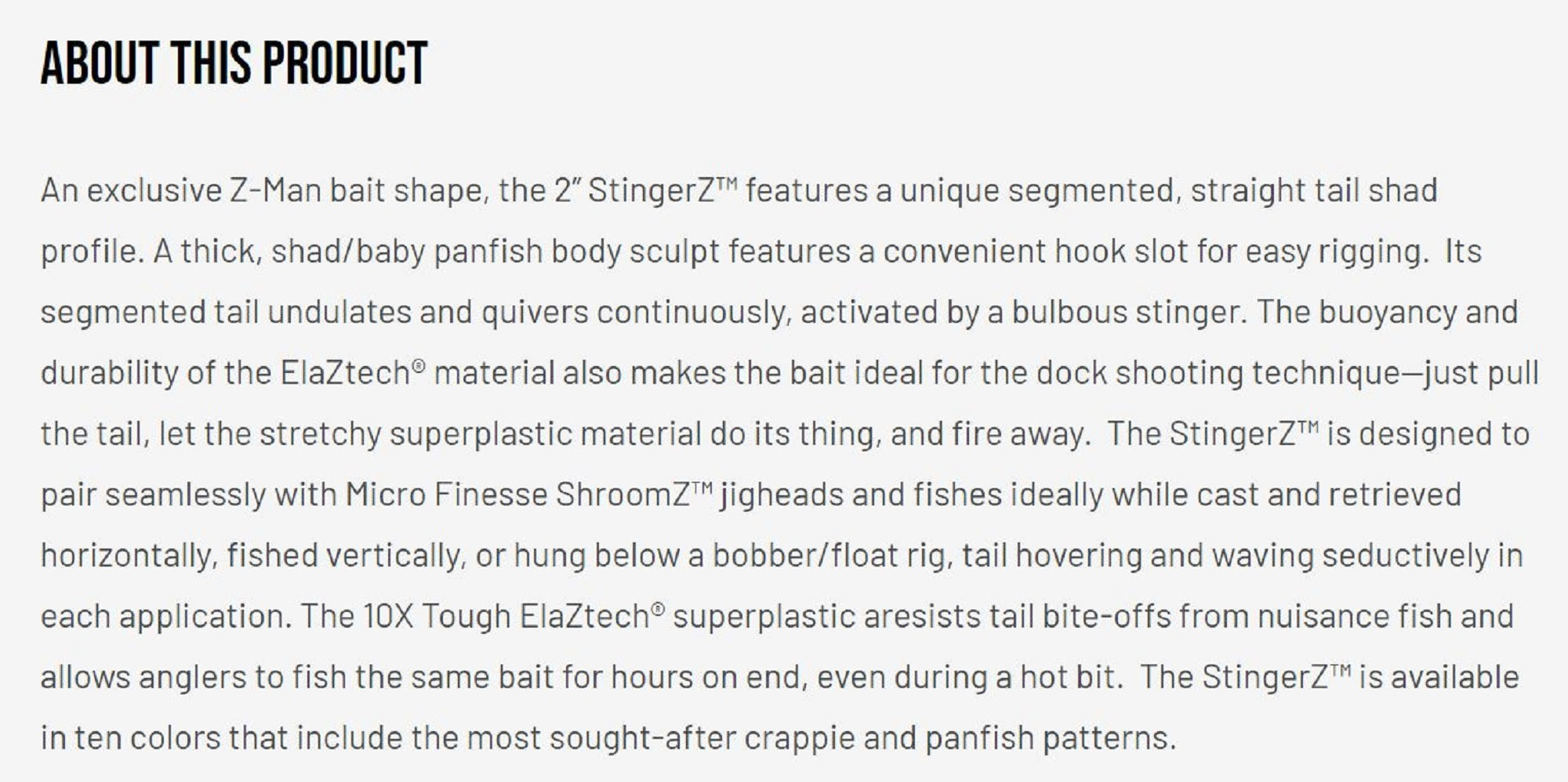 Zman Soft Lure StingerZ 2 Inch 8/Pack Firetreuse (3925)