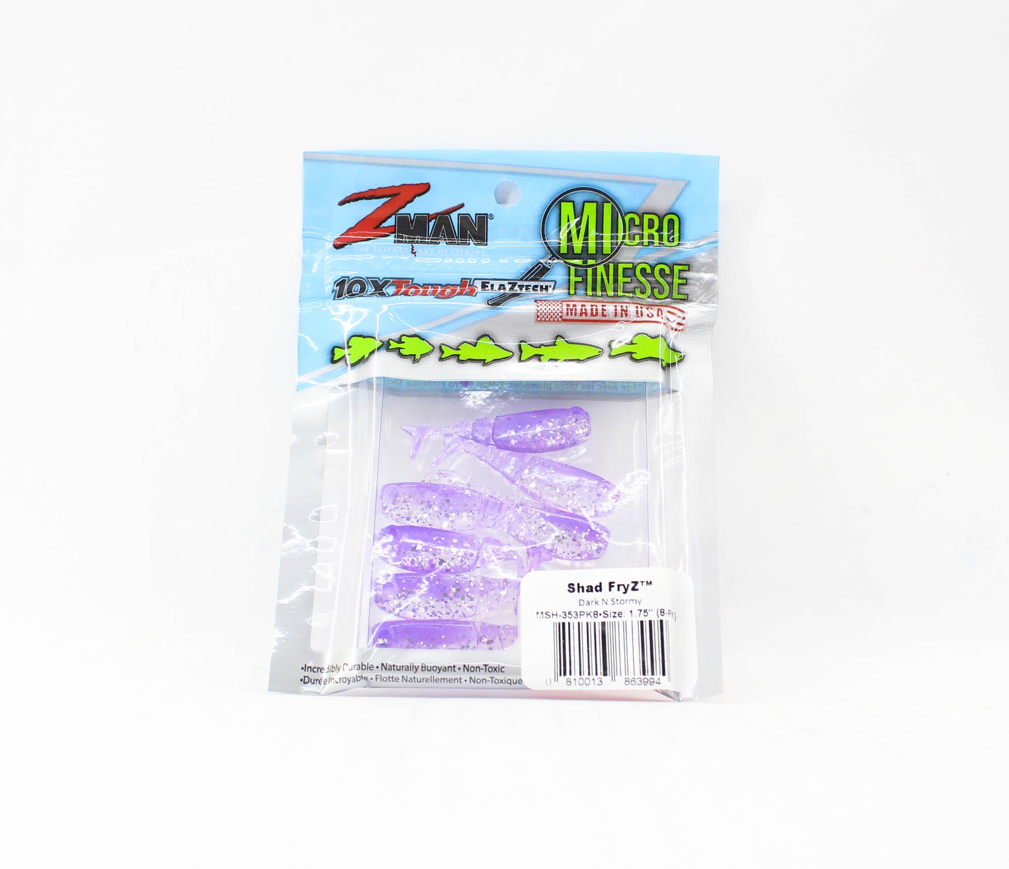 Zman Soft Lure Shad FryZ 1.75 Inch 8/Pack Dark N Stormy (3994)