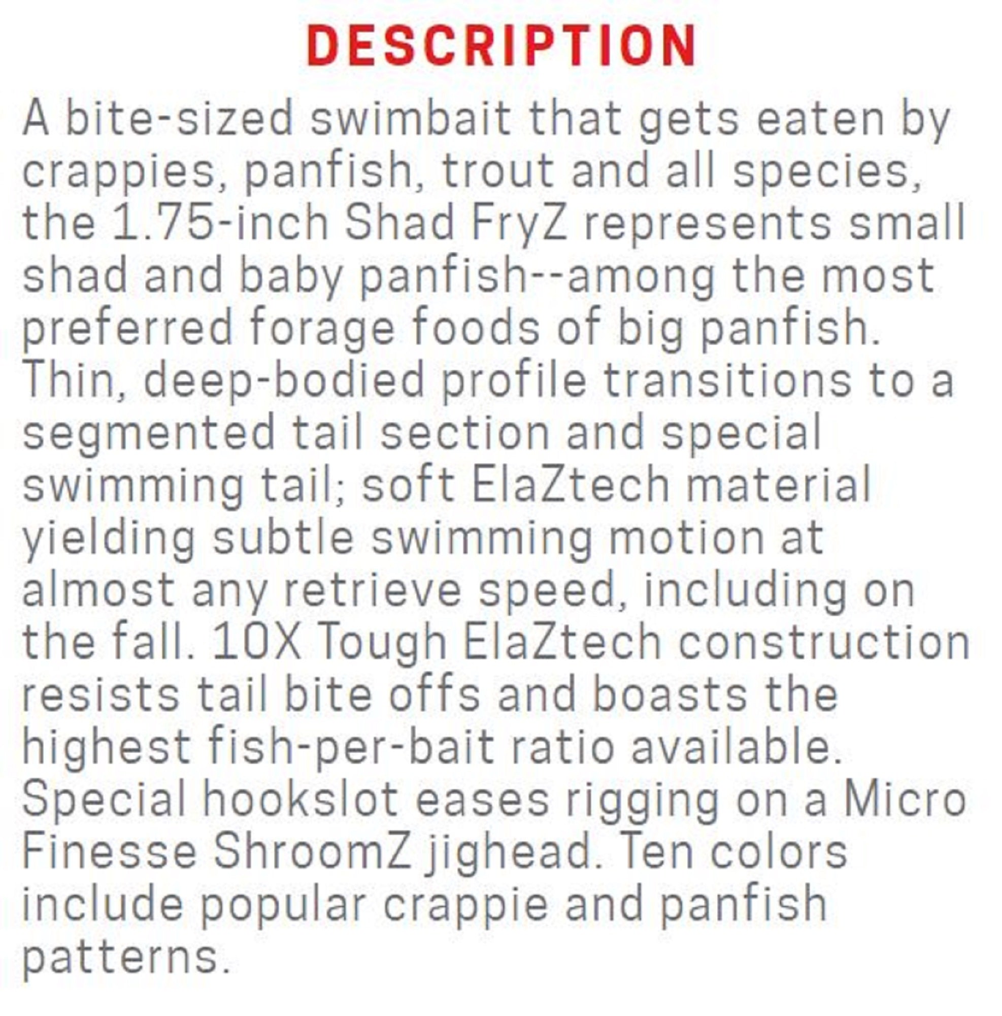 Zman Soft Lure Shad FryZ 1.75 Inch 8/Pack Bumblebee (4014)