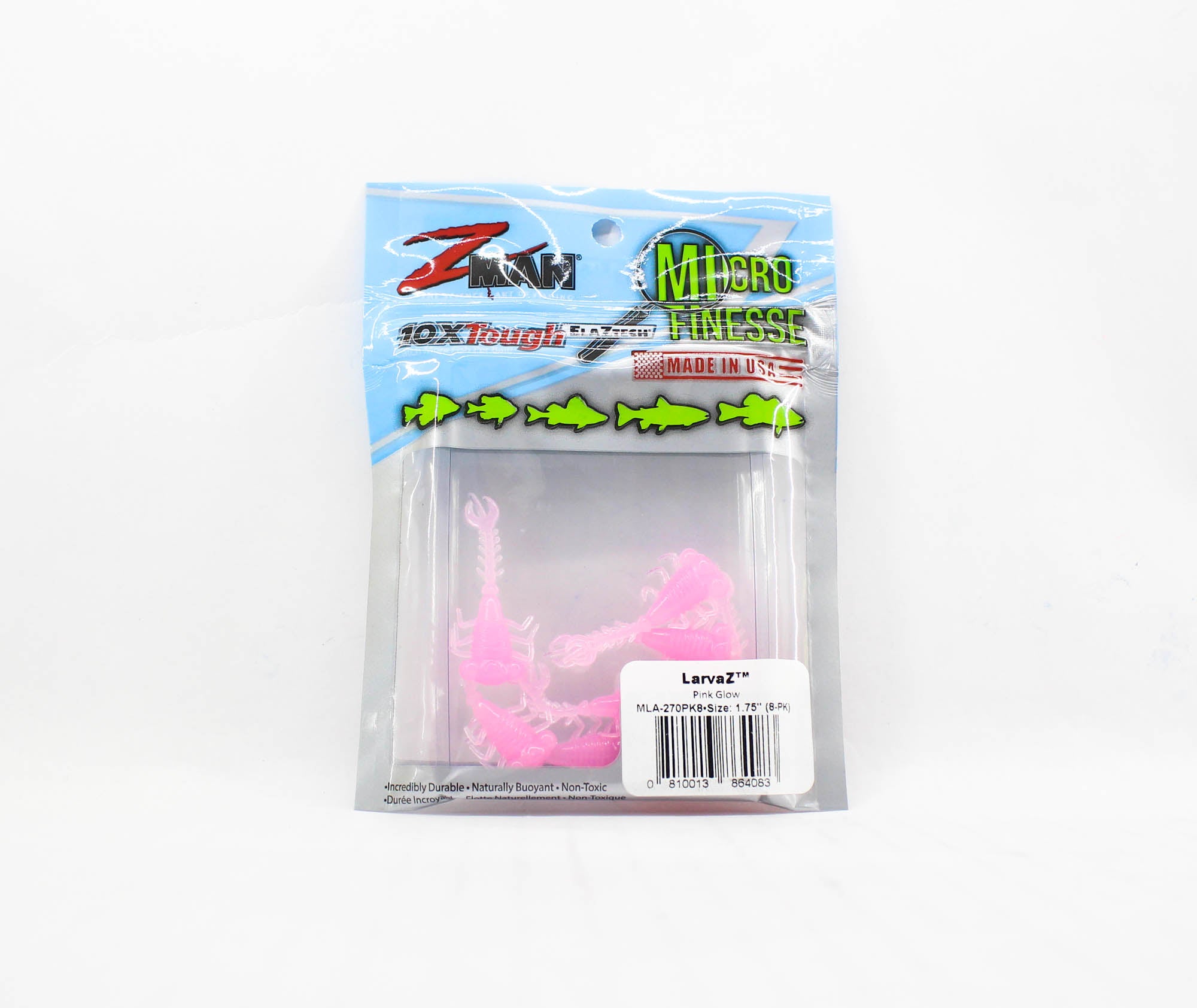 Zman Soft Lure LarvaZ 1.75 Inch 8/Pack Pink Glow (4083)