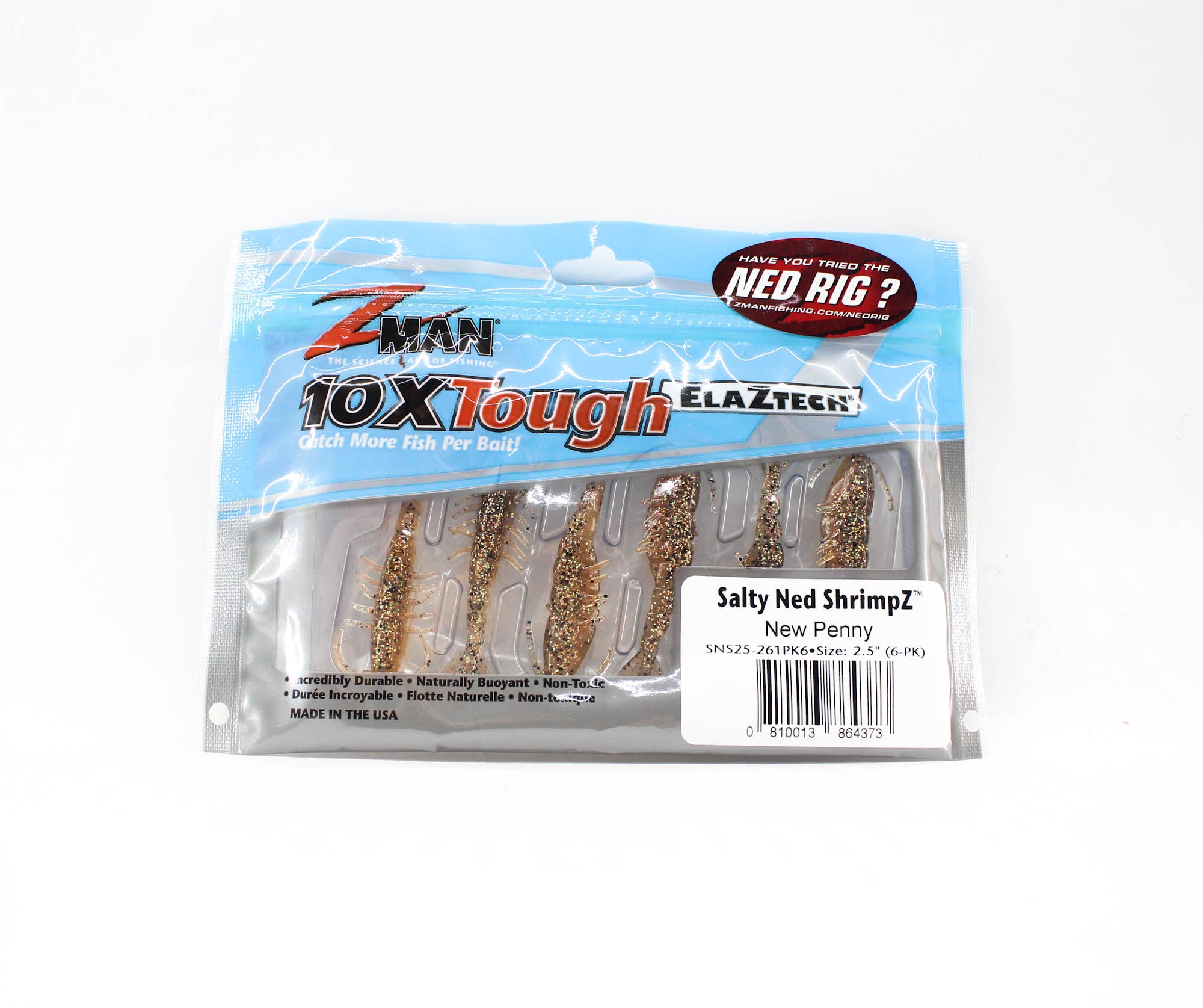 Zman Soft Lure Salty Ned ShrimpZ 2.5 Inch 6/Pack New Penny (4373)