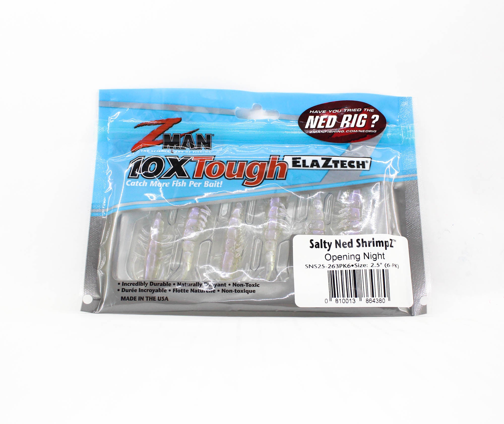 Zman Soft Lure Salty Ned ShrimpZ 2.5 Inch 6/Pack Opening Night (4380)