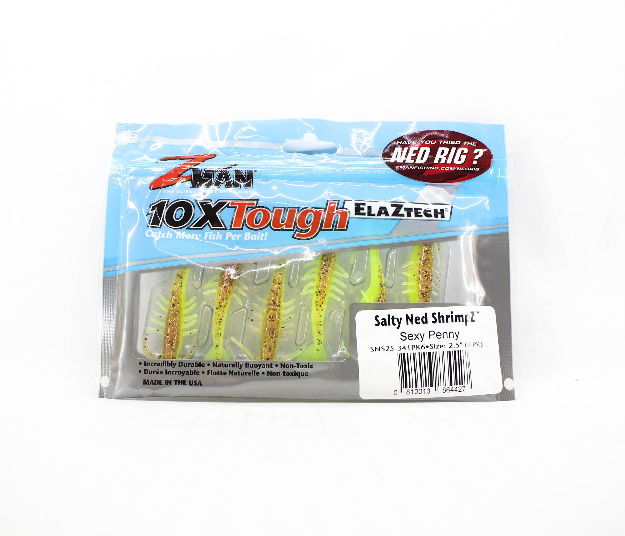 Zman Soft Lure Salty Ned ShrimpZ 2.5 Inch 6/Pack Sexy Penny (4427)