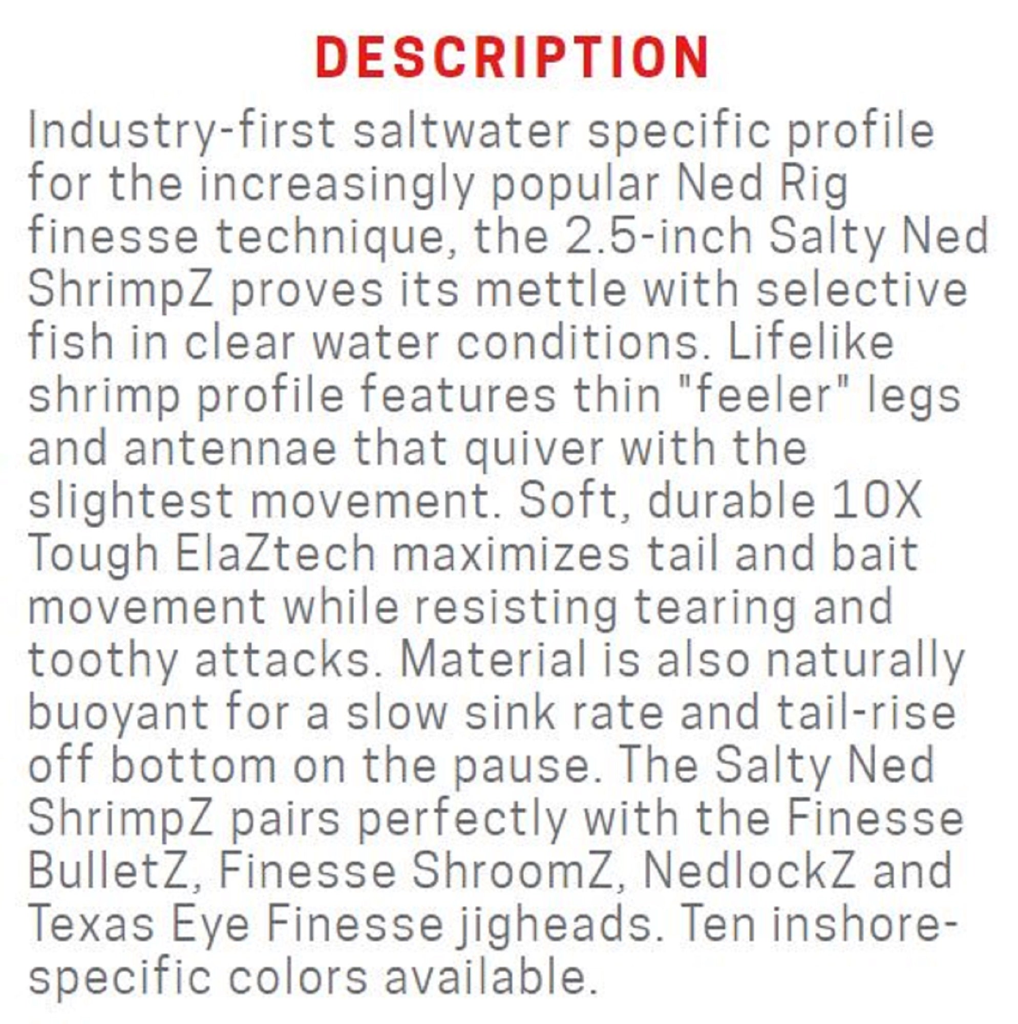 Zman Soft Lure Salty Ned ShrimpZ 2.5 Inch 6/Pack Midnight Oil (4434)