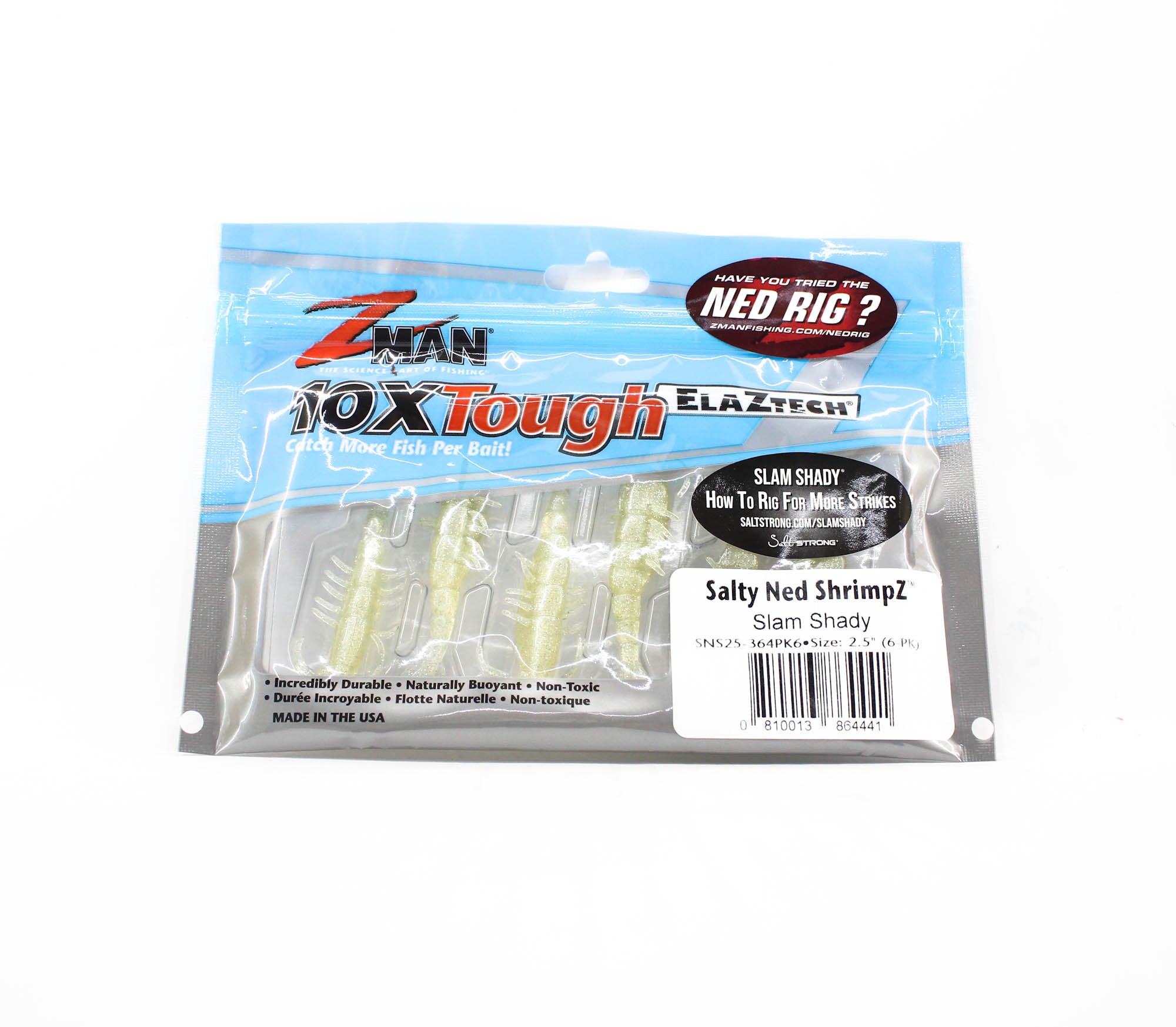 Zman Soft Lure Salty Ned ShrimpZ 2.5 Inch 6/Pack Slam Shady (4441)
