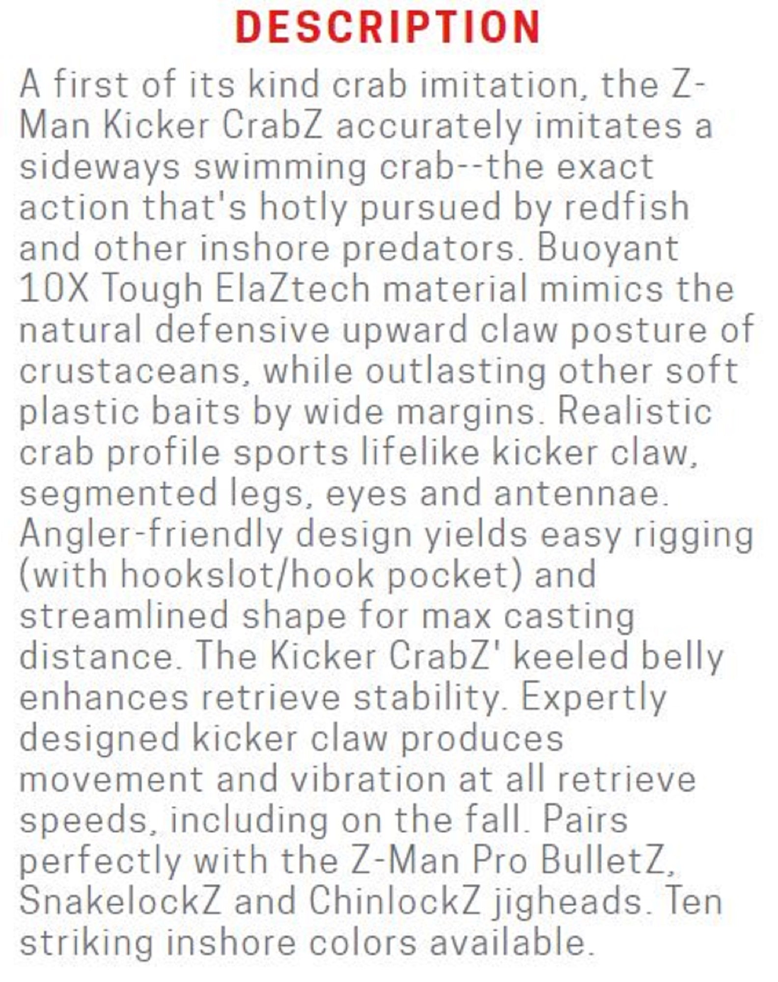 Zman Soft Lure Kicker CrabZ 3.5 Inch 3/Pack Golden Boy (4502)