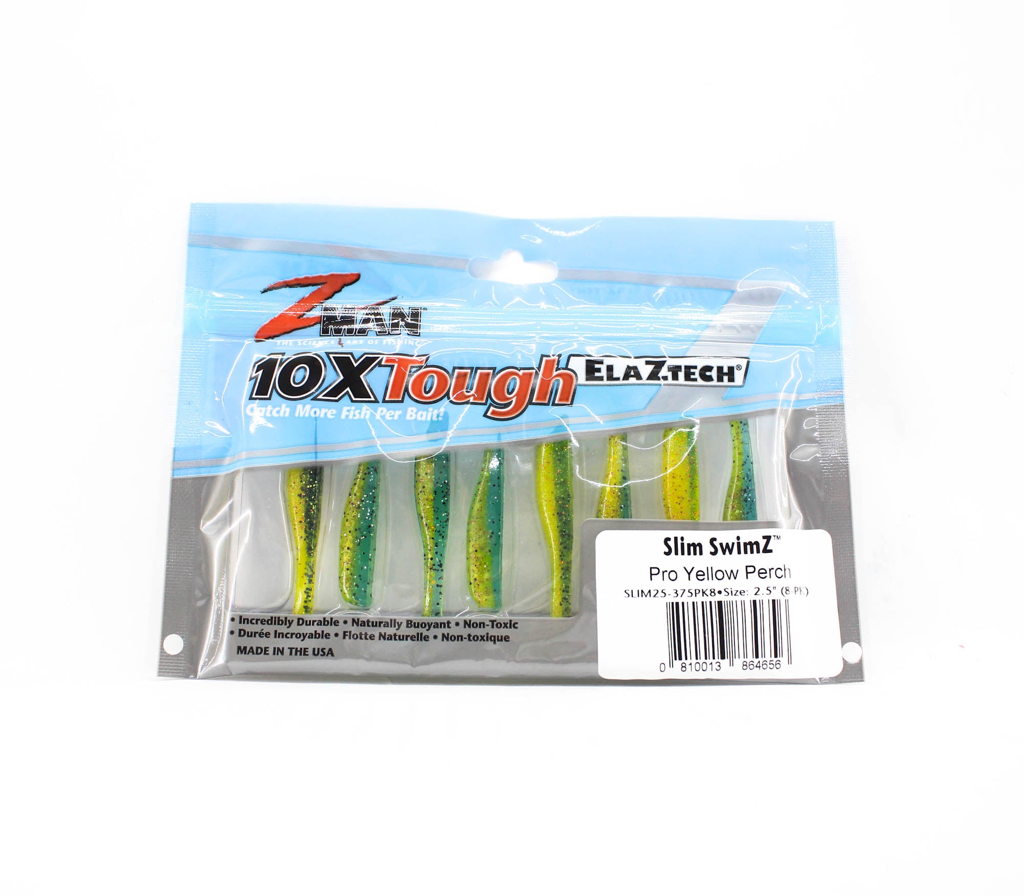 Zman Soft Lure Slim SwimZ 2.5 Inch 8/Pack Pro Yellow Perch (4656)