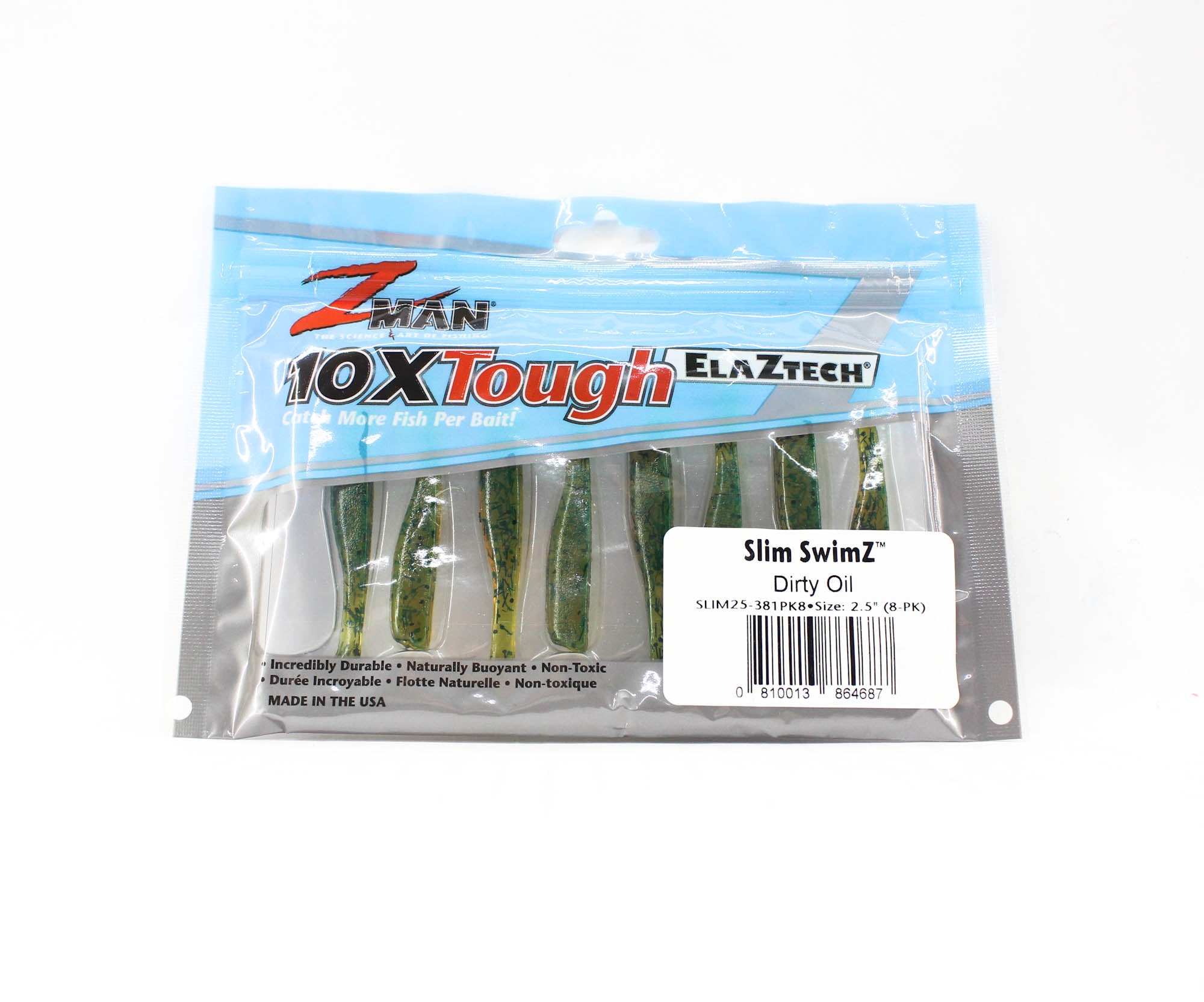 Zman Soft Lure Slim SwimZ 2.5 Inch 8/Pack Dirty Oil (4687)
