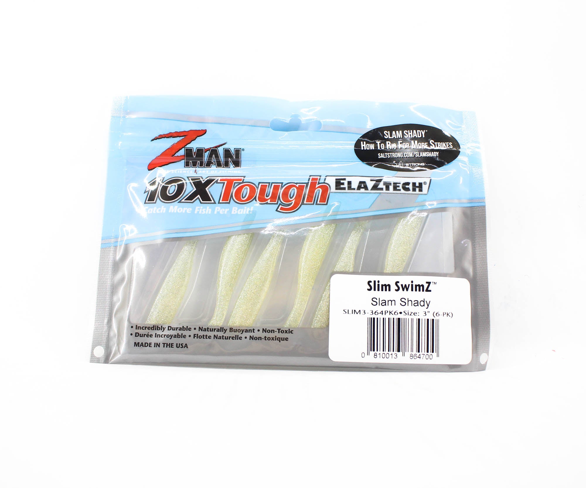 Zman Soft Lure Slim SwimZ 3 Inch 6/Pack Slam Shady (4700)