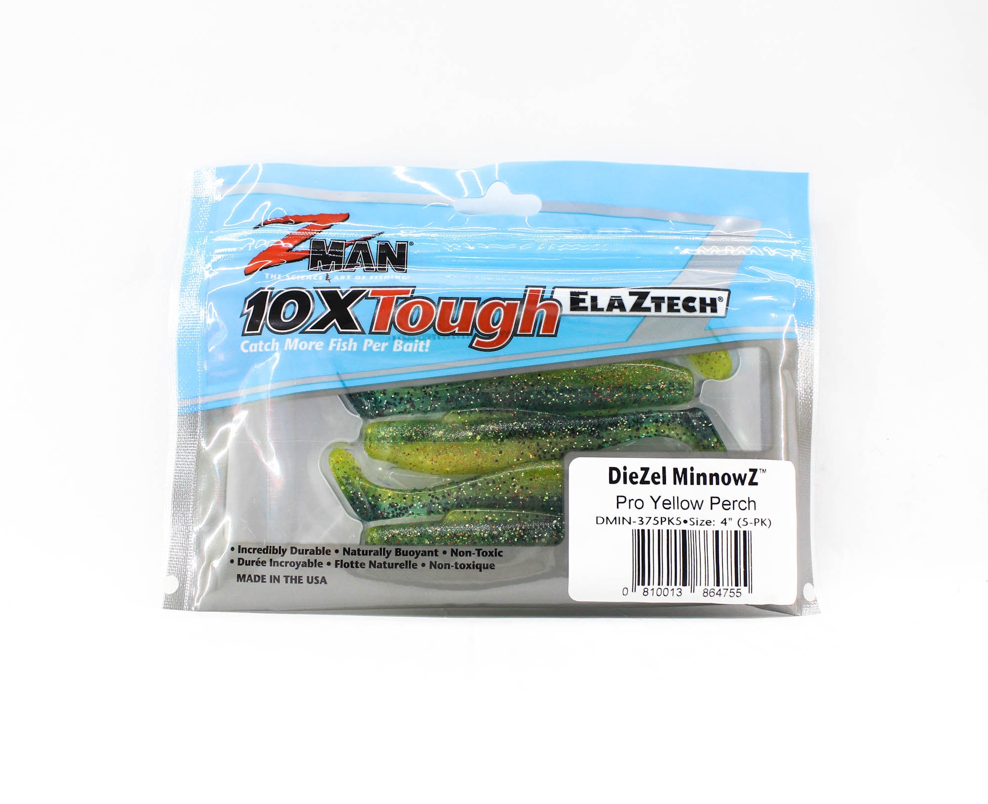 Zman Soft Lure Diezel MinnowZ 4 Inch 5/Pack Pro Yellow Perch (4755)