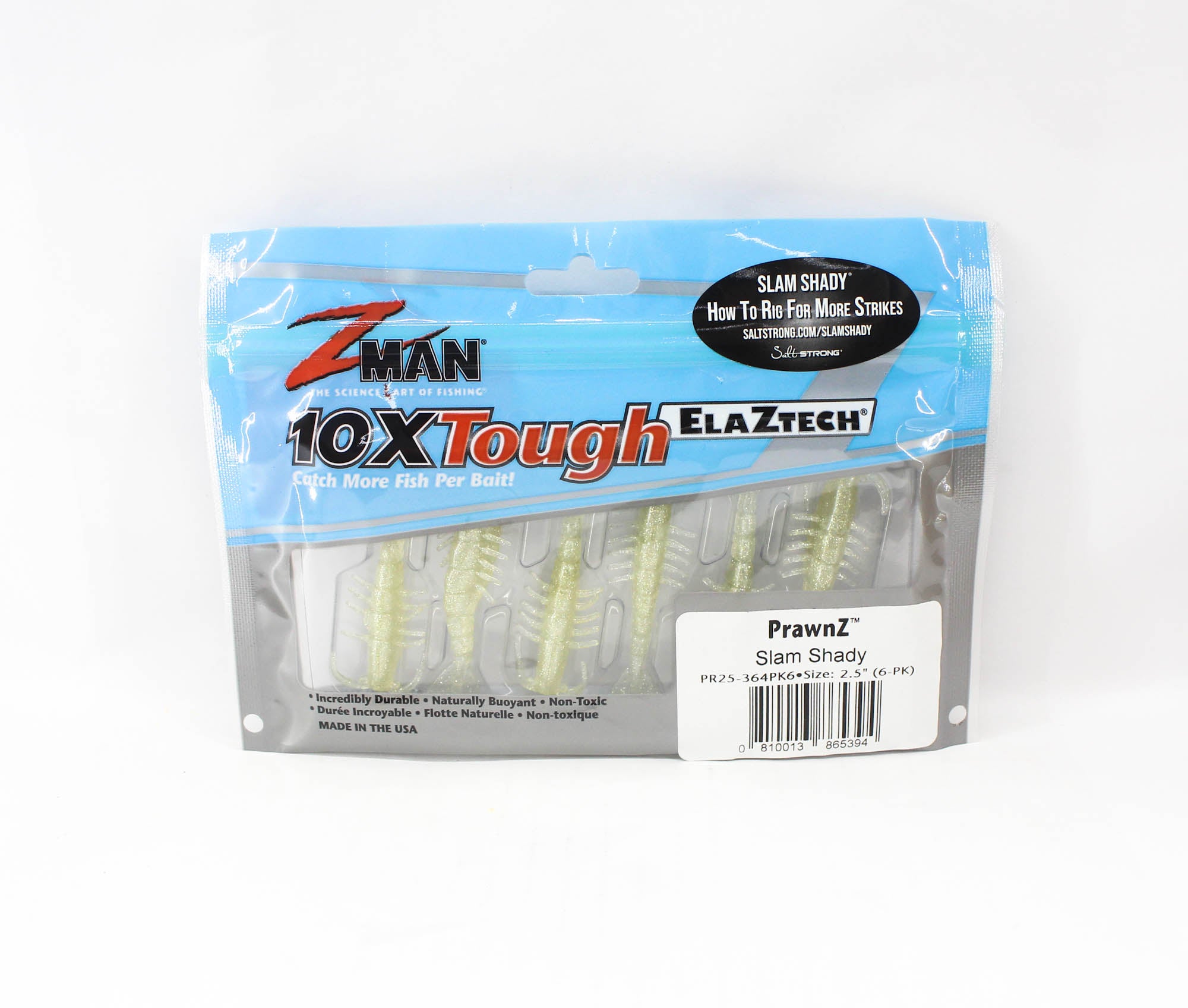 Zman Soft Lure PrawnZ 2.5 Inch 6/Pack Slam Shady (5394)