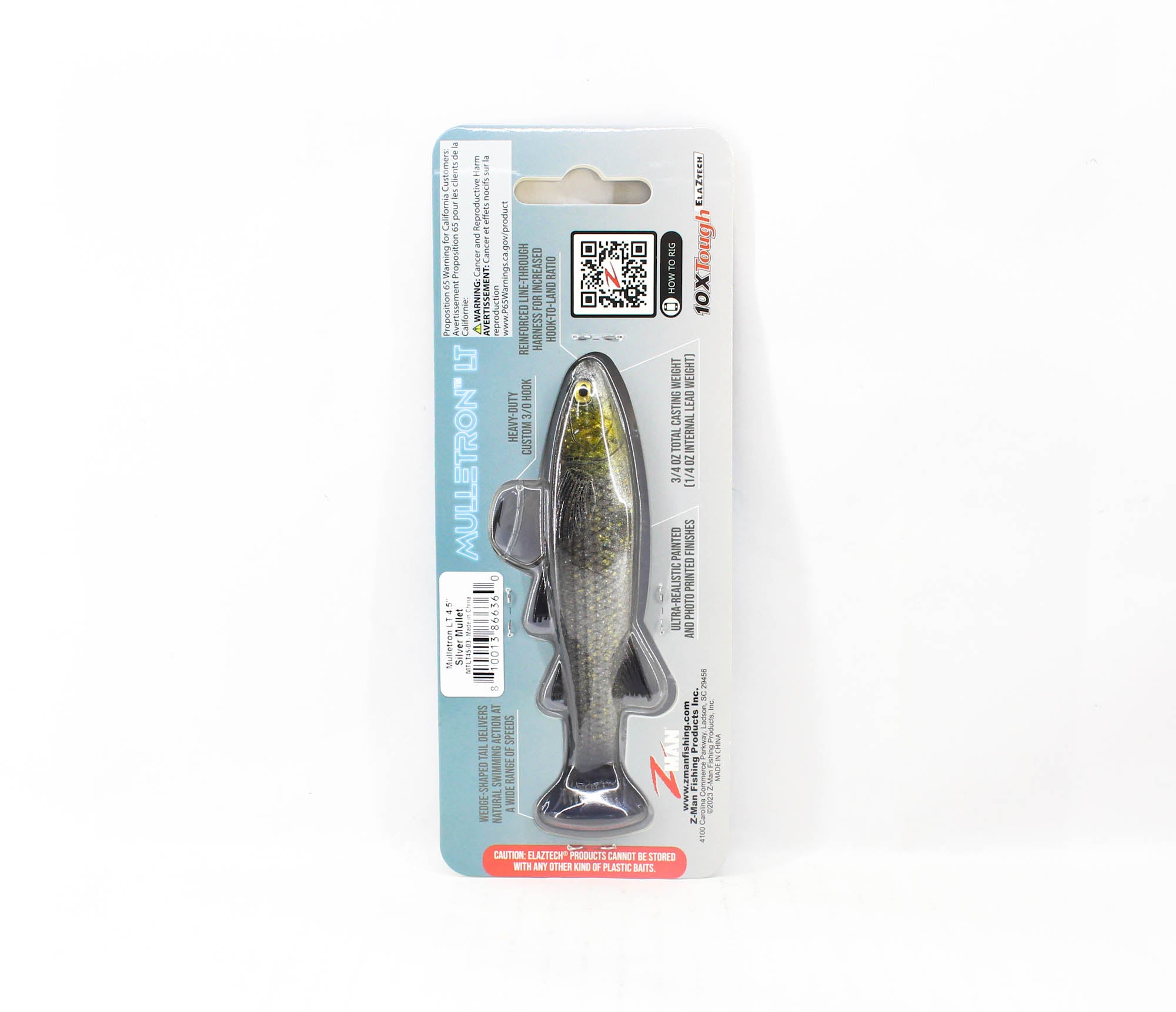 Zman Soft Lure Mulletron LT Swimbait 4.5 Inch Silver Mullet (6360)