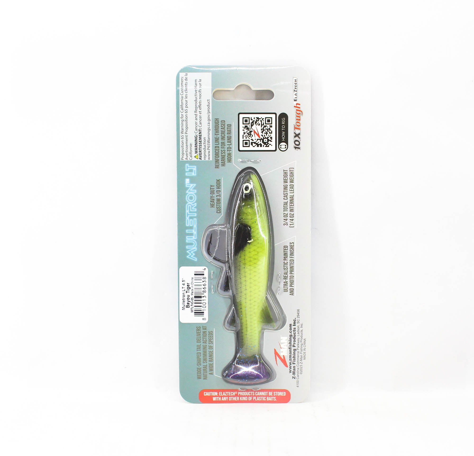 Zman Soft Lure Mulletron LT Swimbait 4.5 Inch Bayou Tiger (6384)