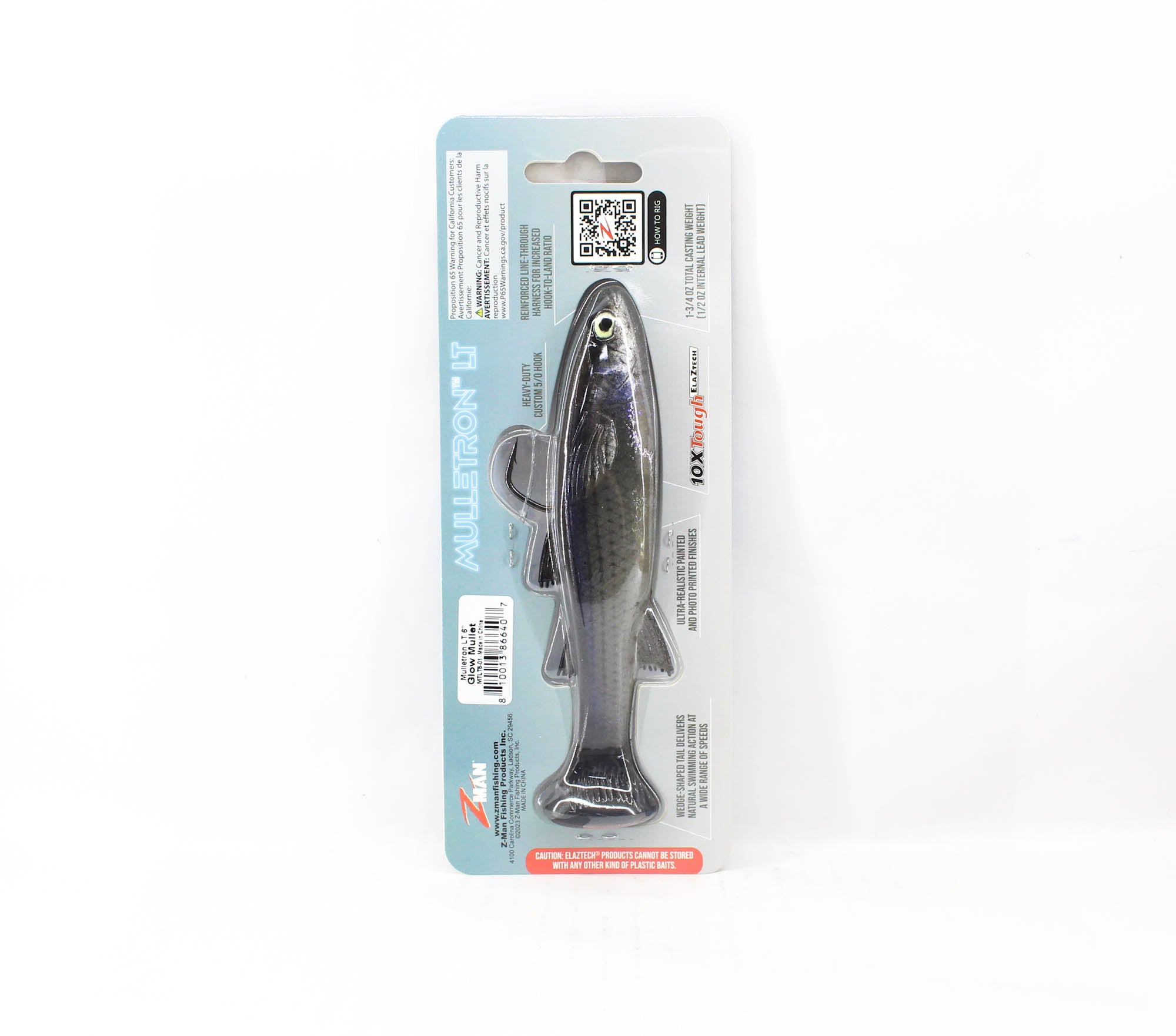 Zman Soft Lure Mulletron LT Swimbait 6 Inch Glow Mullet (6407)