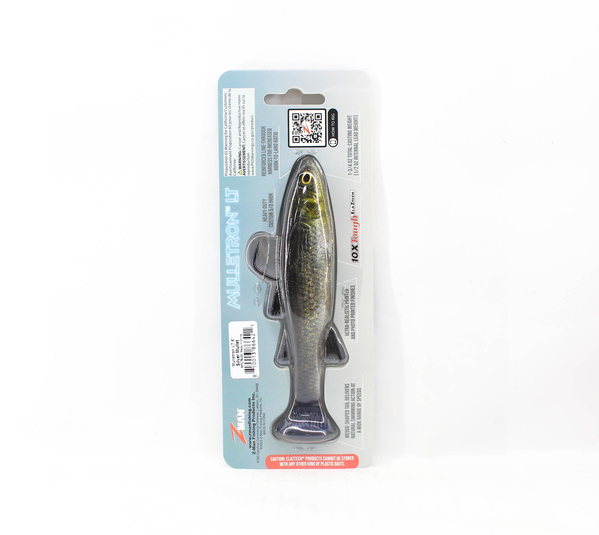 Zman Soft Lure Mulletron LT Swimbait 6 Inch Silver Mullet (6421)
