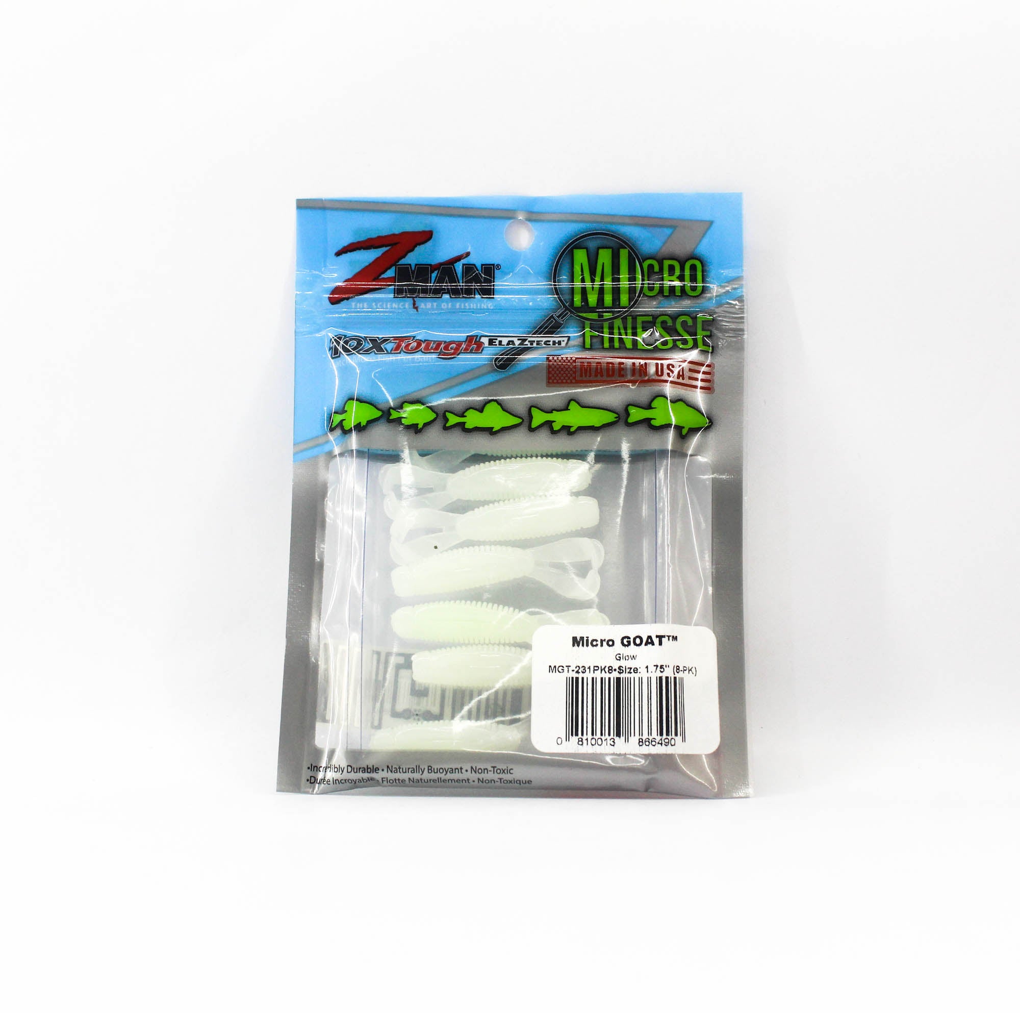 Zman Soft Lure Micro Goat 1.75 Inch 8/Pack Glow (6490)