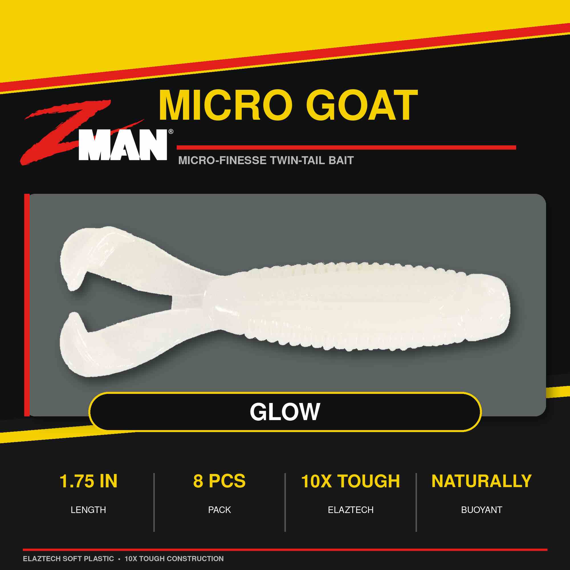 Zman Soft Lure Micro Goat 1.75 Inch 8/Pack Glow (6490)