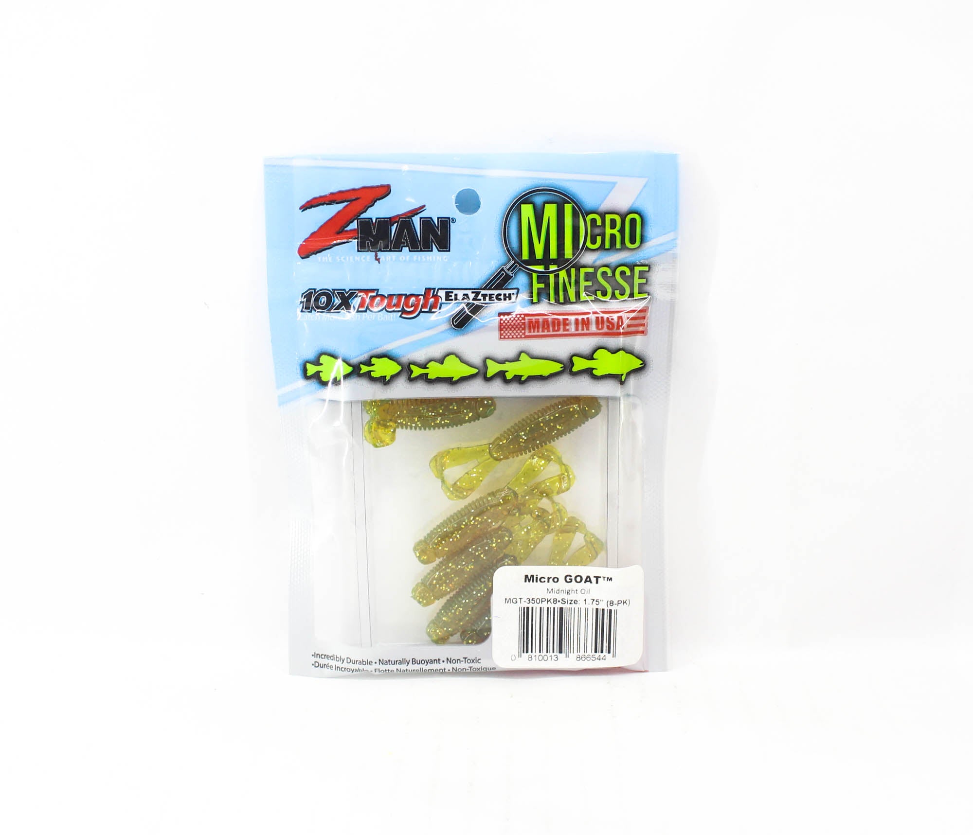 Zman Soft Lure Micro Goat 1.75 Inch 8/Pack Midnight Oil (6544)