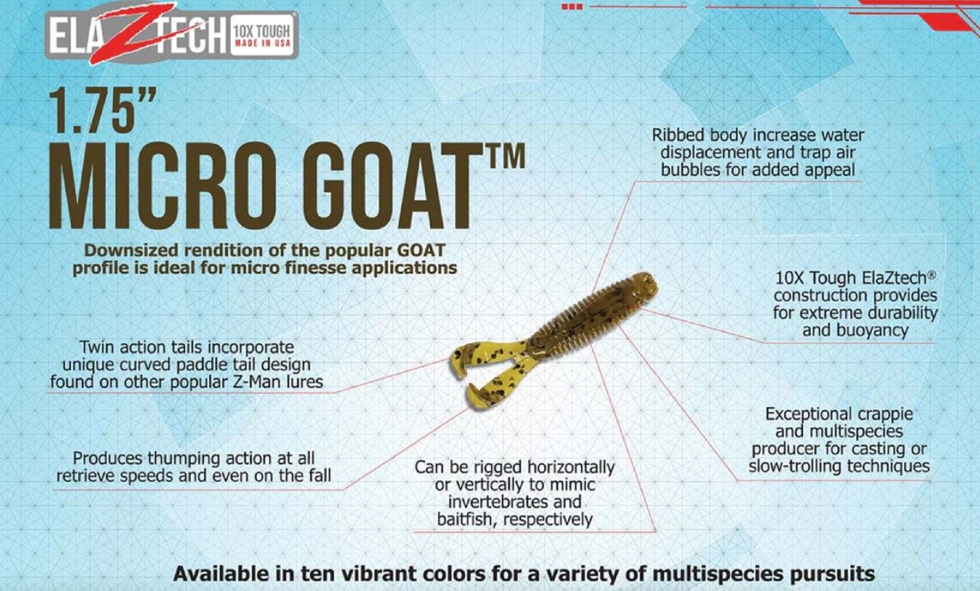 Zman Soft Lure Micro Goat 1.75 Inch 8/Pack Midnight Oil (6544)