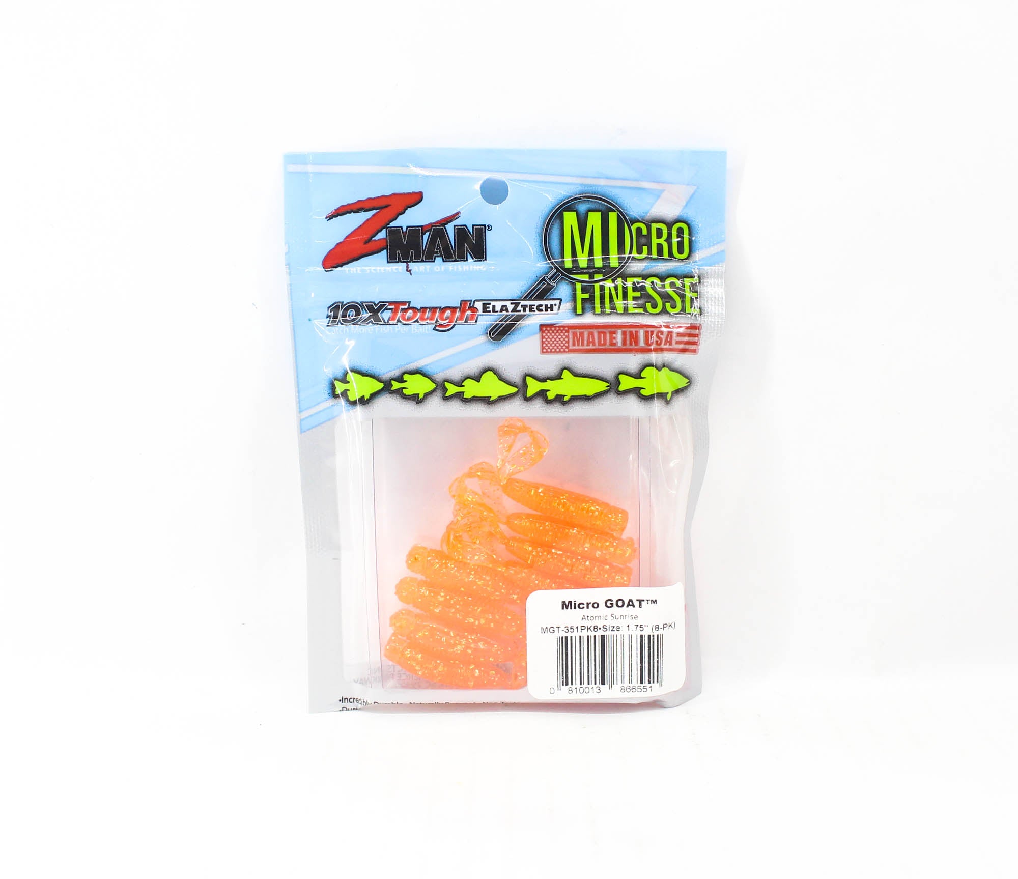 Zman Soft Lure Micro Goat 1.75 Inch 8/Pack Atomic Sunrise (6551)
