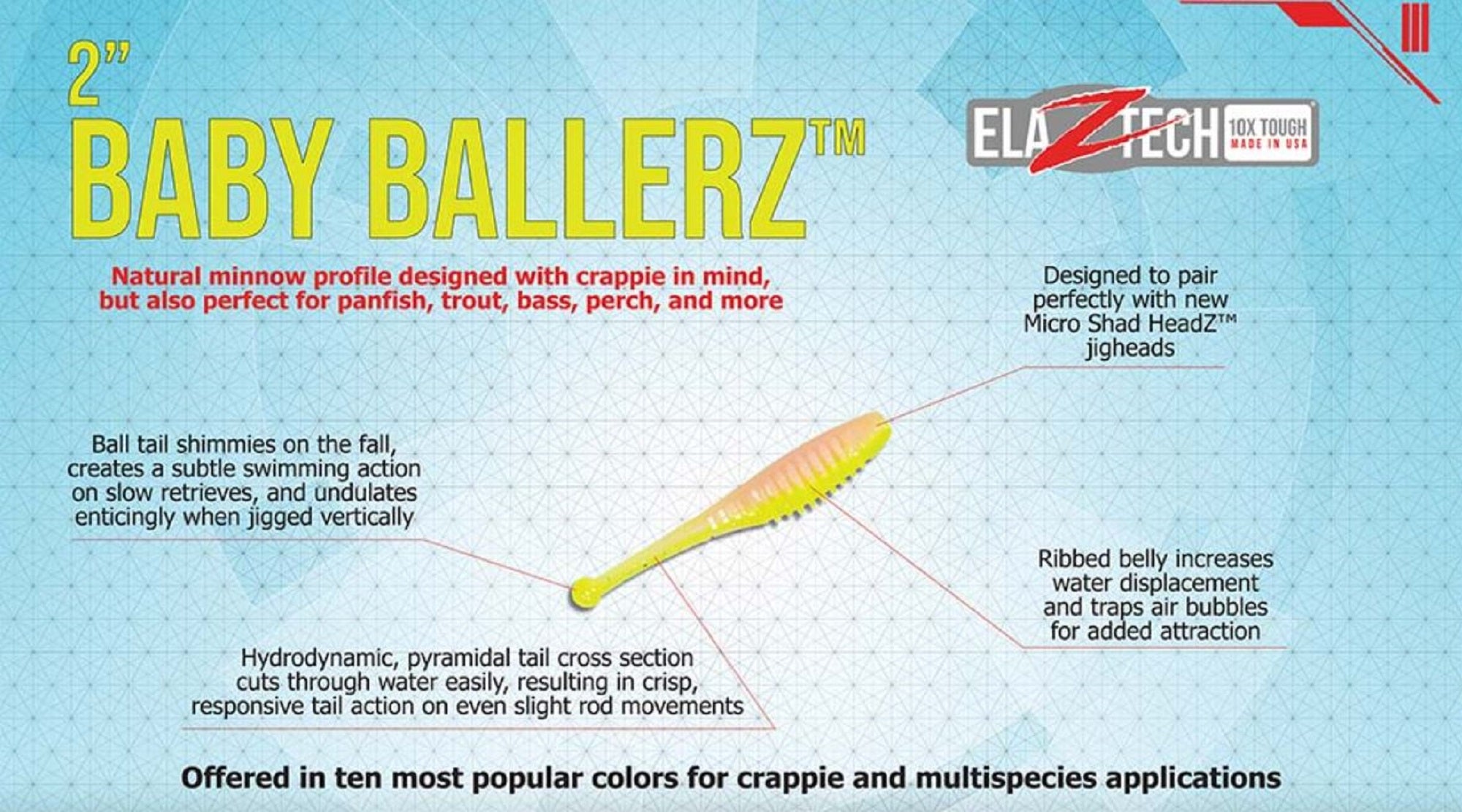 Zman Soft Lure Baby BallerZ 2 Inch 8/Pack Blue Glimmer Sparkle (6568)