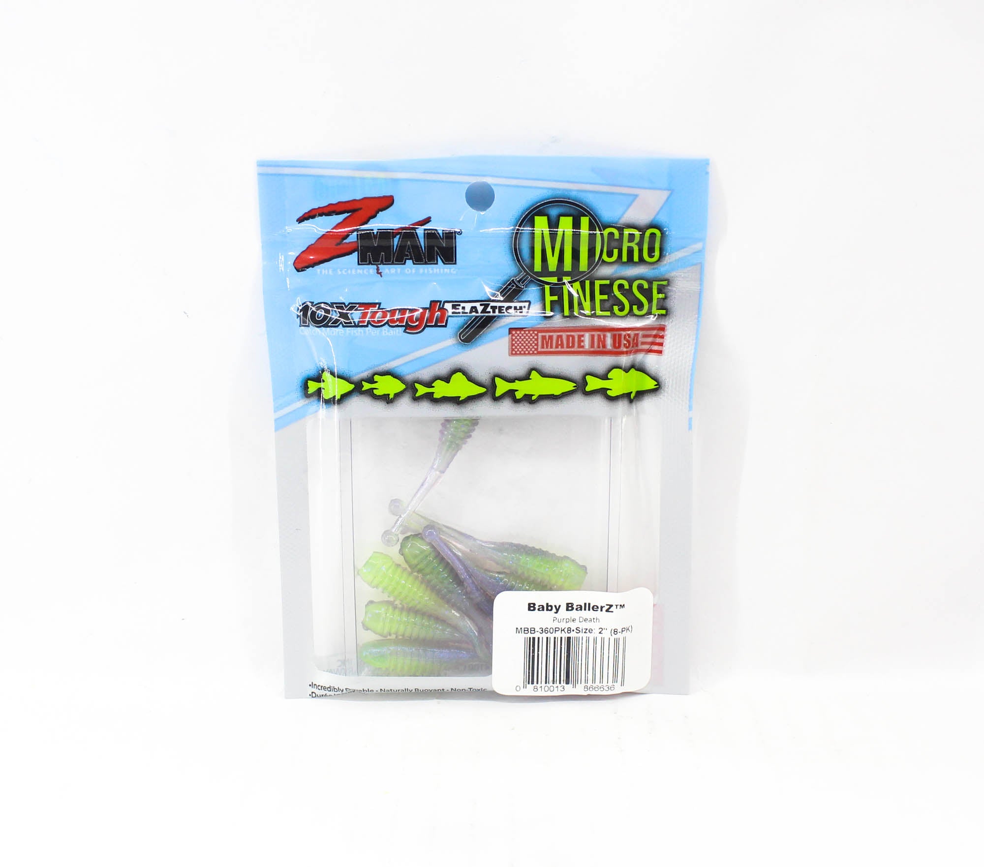 Zman Soft Lure Baby BallerZ 2 Inch 8/Pack Purple Death (6636)