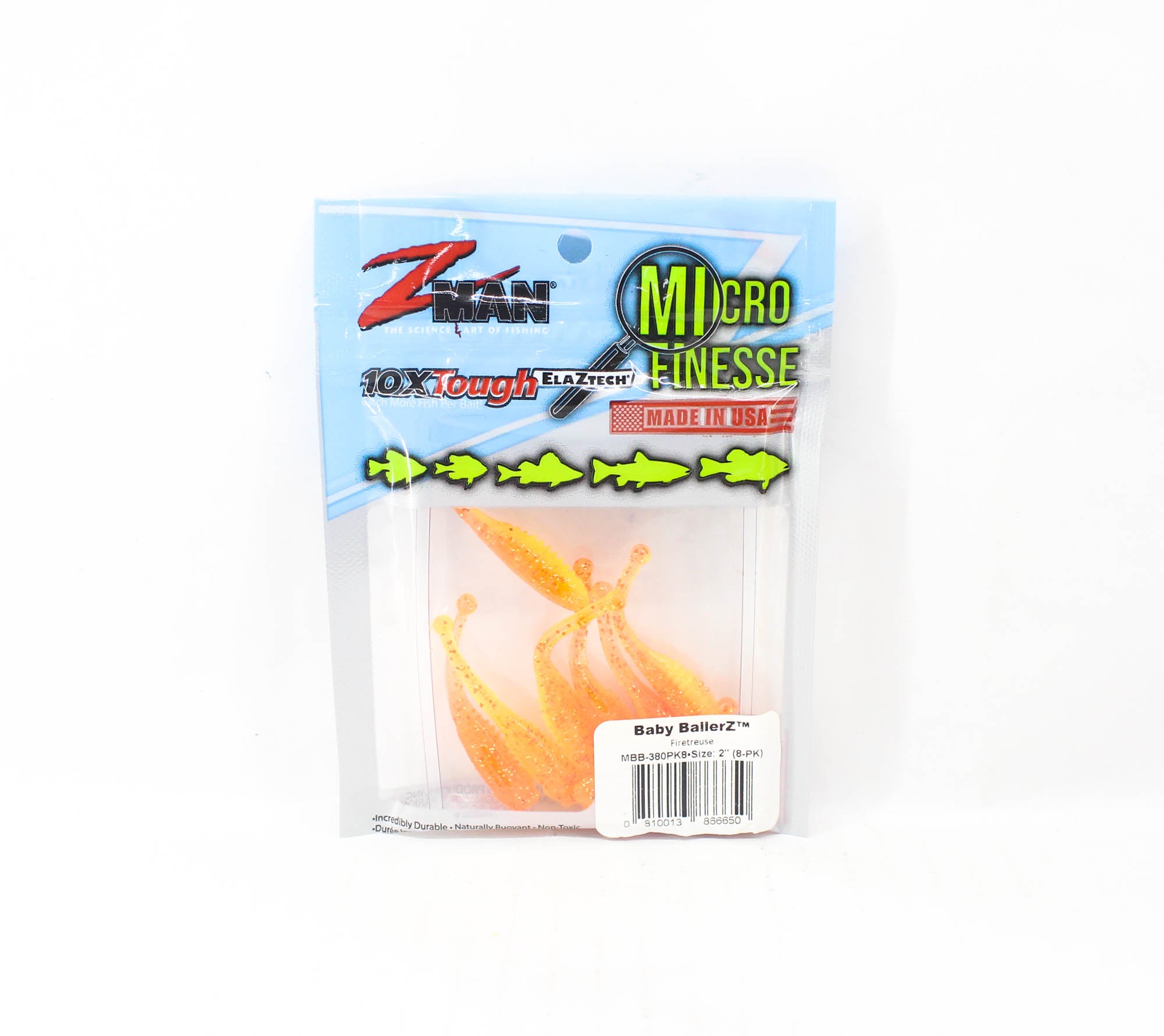 Zman Soft Lure Baby BallerZ 2 Inch 8/Pack Firetreuse (6650)