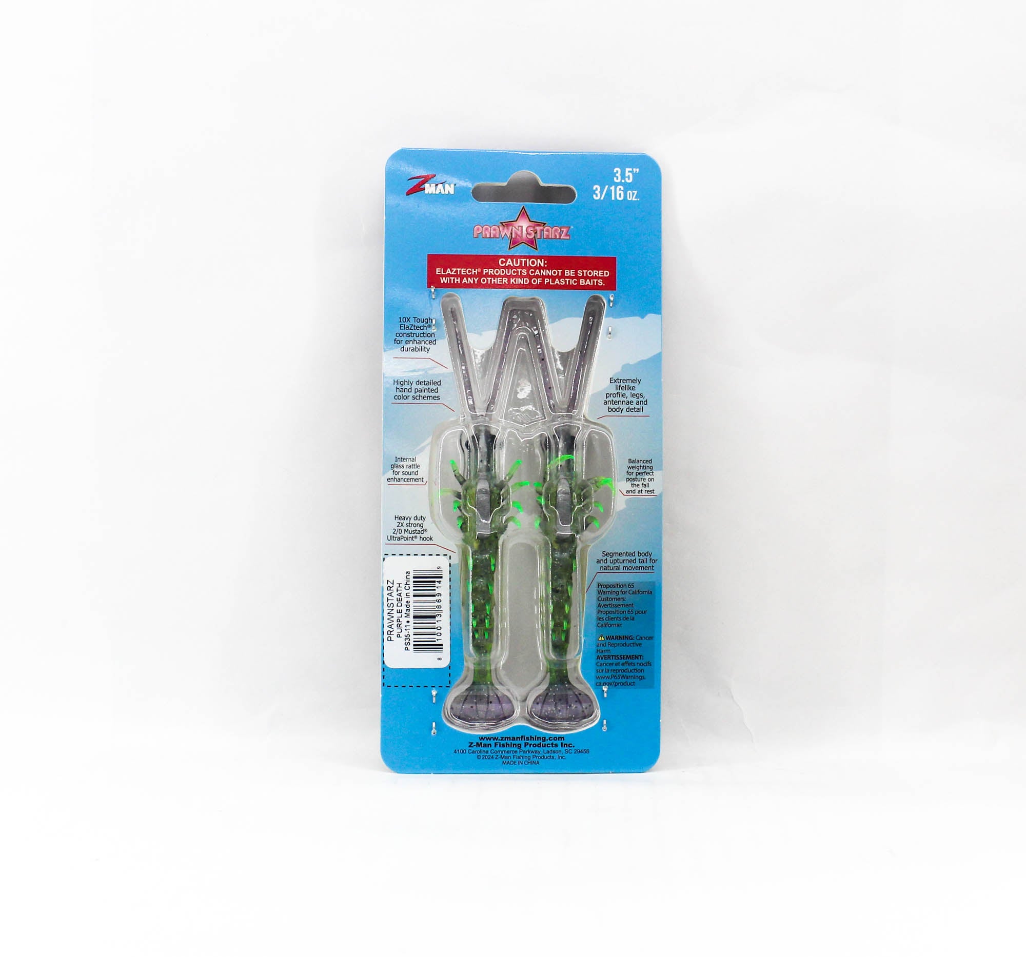 Zman Soft Lure PrawnstarZ 3.5 Inch 2/Pack Purple Death (9149)